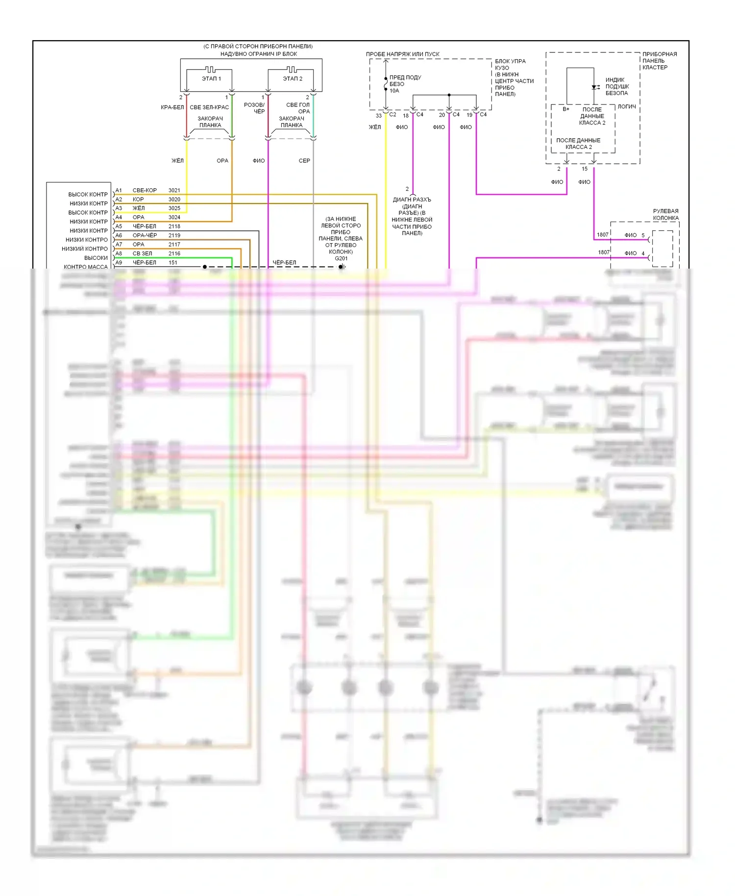 ION Saturn I (2003-2007): Электросхема подушек безопасности 