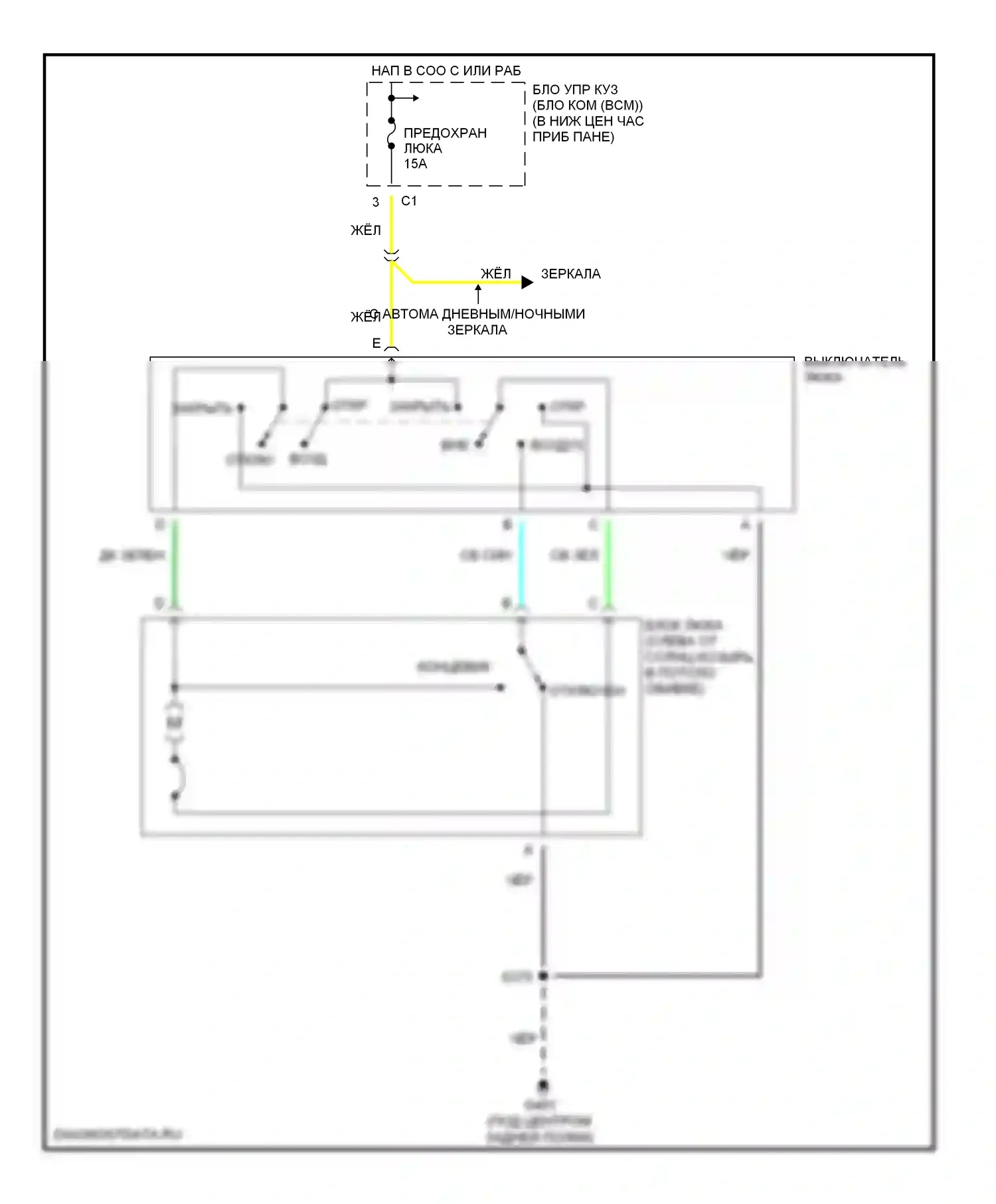 ION Saturn I (2003-2007): Электросхема складной крыши/люка 