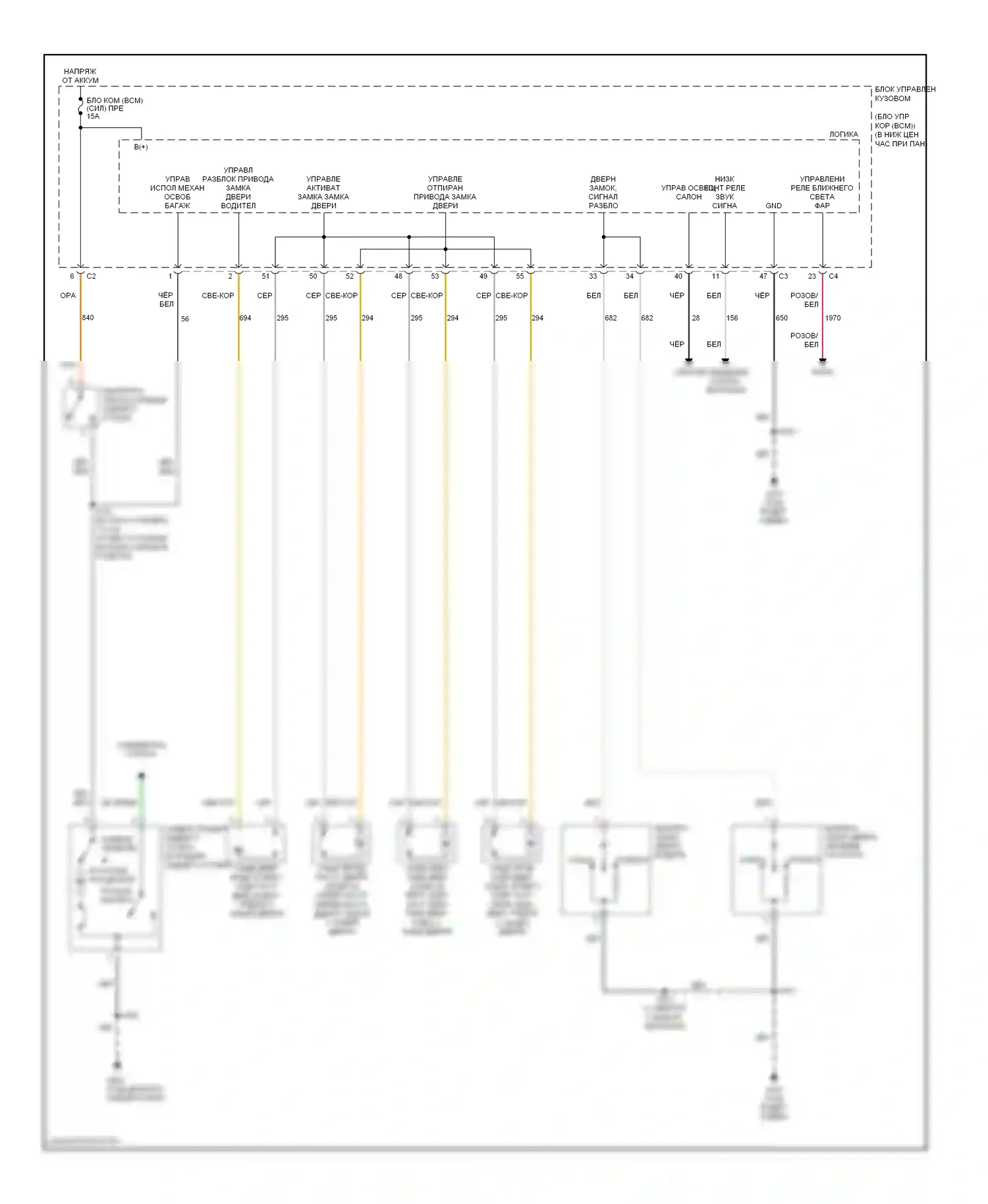 ION Saturn I (2003-2007): Электросхема центрального замка 