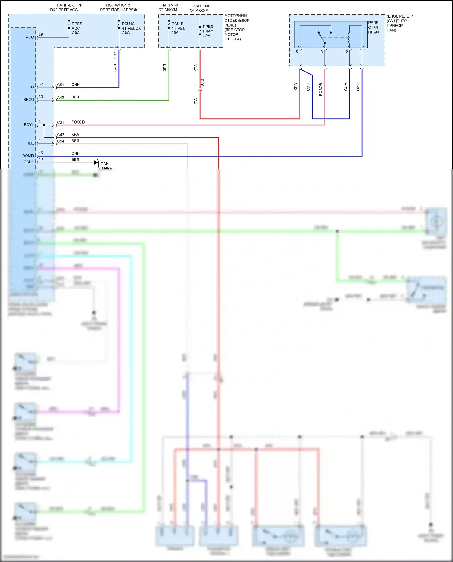 iM Scion I (2015-2016): Электросхема освещения салона 