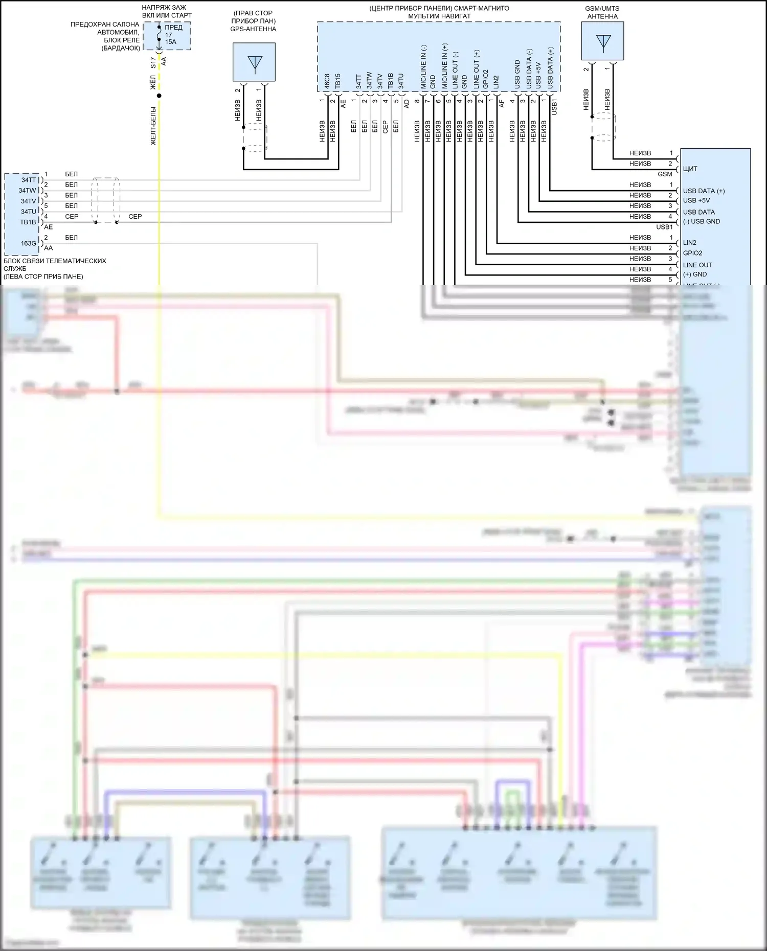 Fortwo Smart III (2014-2024): Электросхема магнитолы премиум-класса, с усилителем и мультимедиа (4 из 4) 