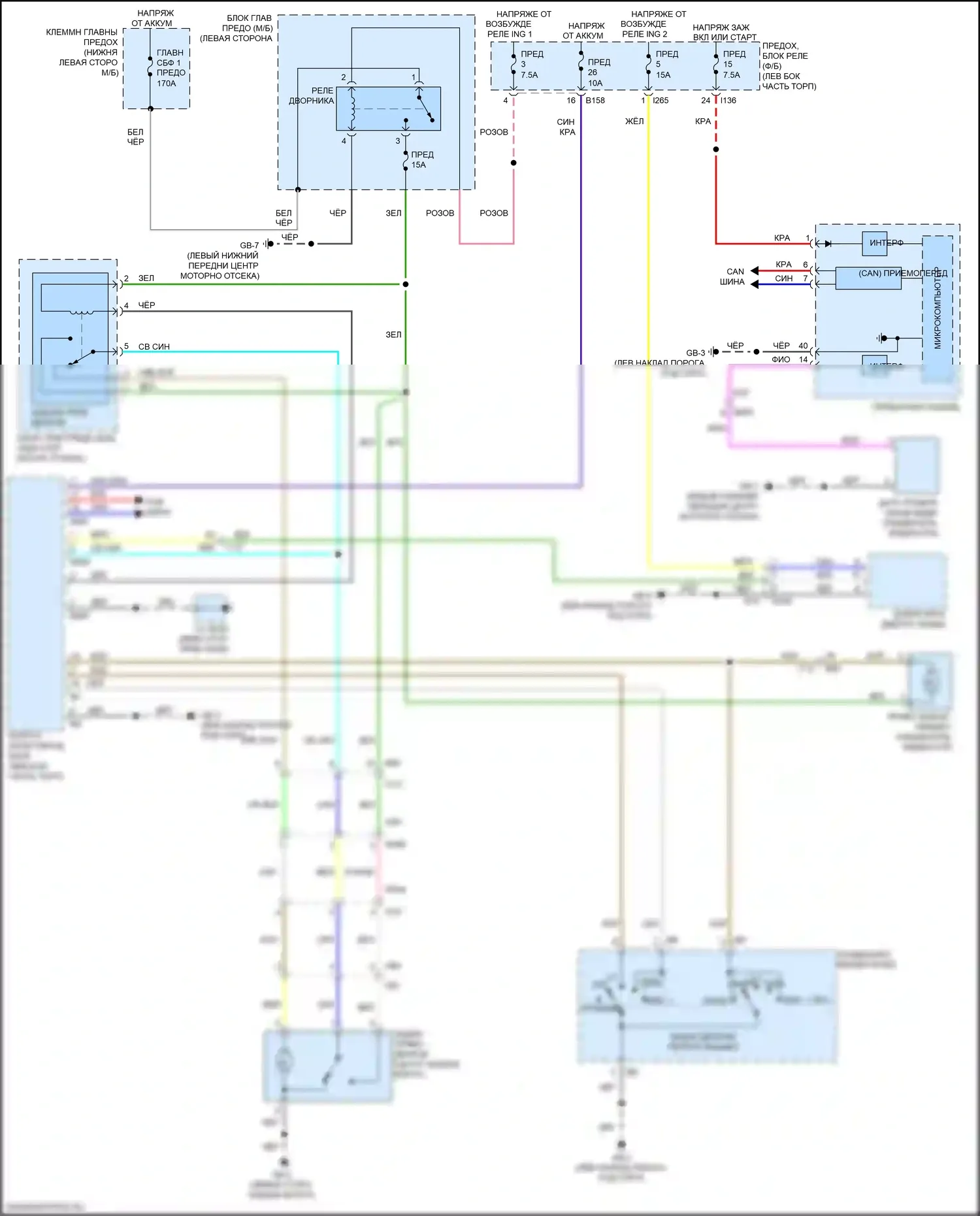 Ascent Subaru I (2017-2022): Электросхема задних дворников и омывателей 