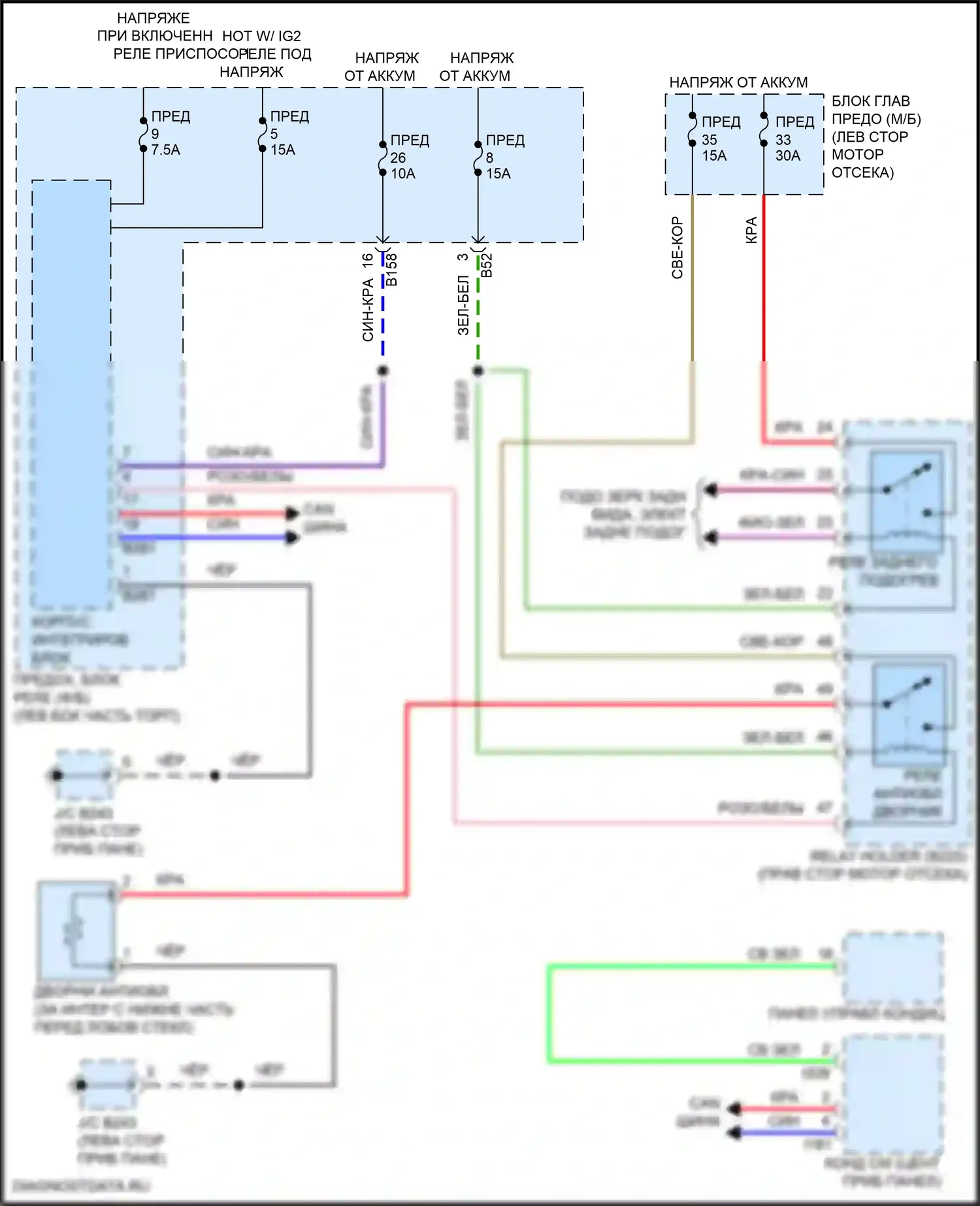 Ascent Subaru I (2017-2022): Электросхема антиобледенителя дворника 