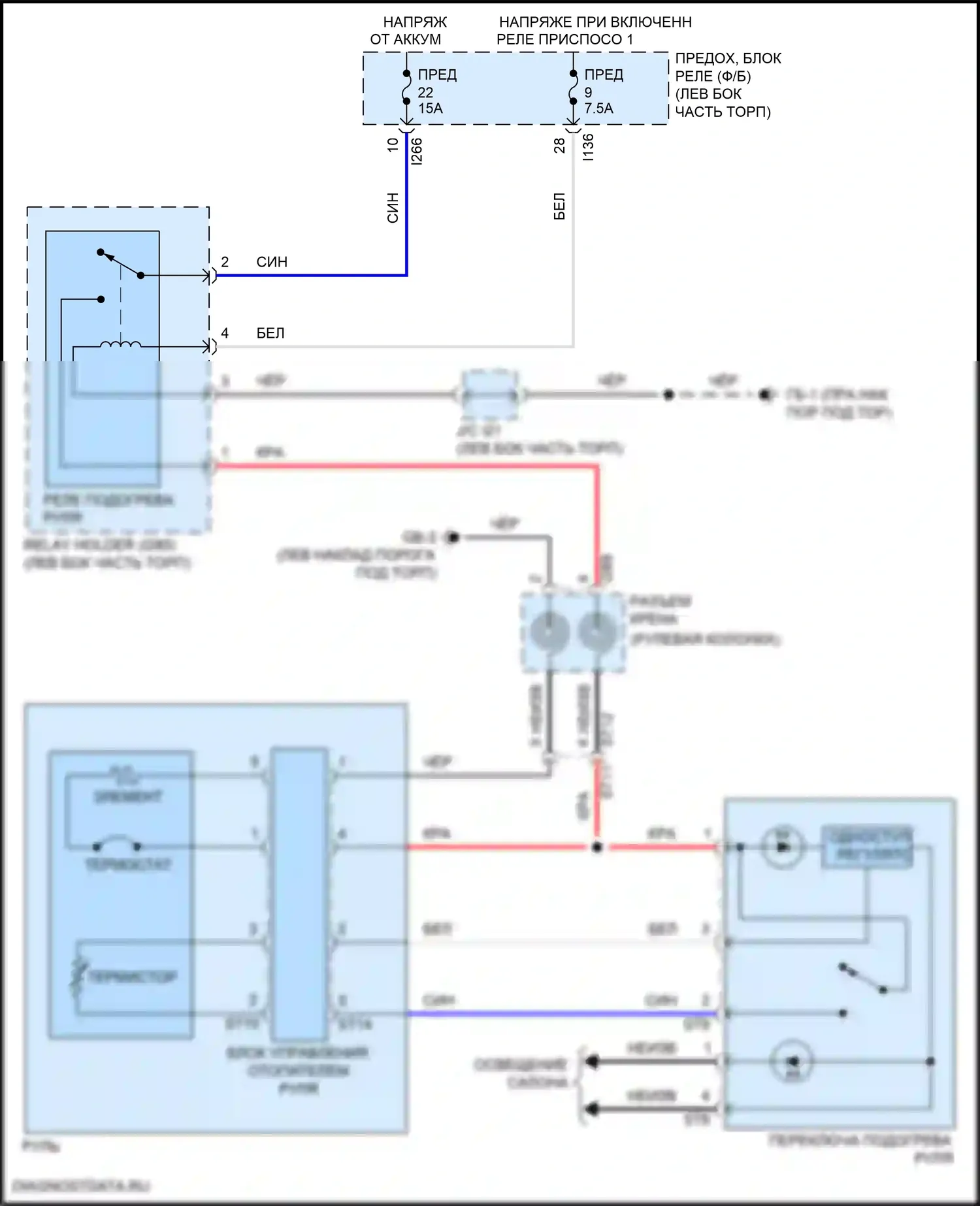 Ascent Subaru I (2017-2022): Электросхема рулевого колеса с подогревом 