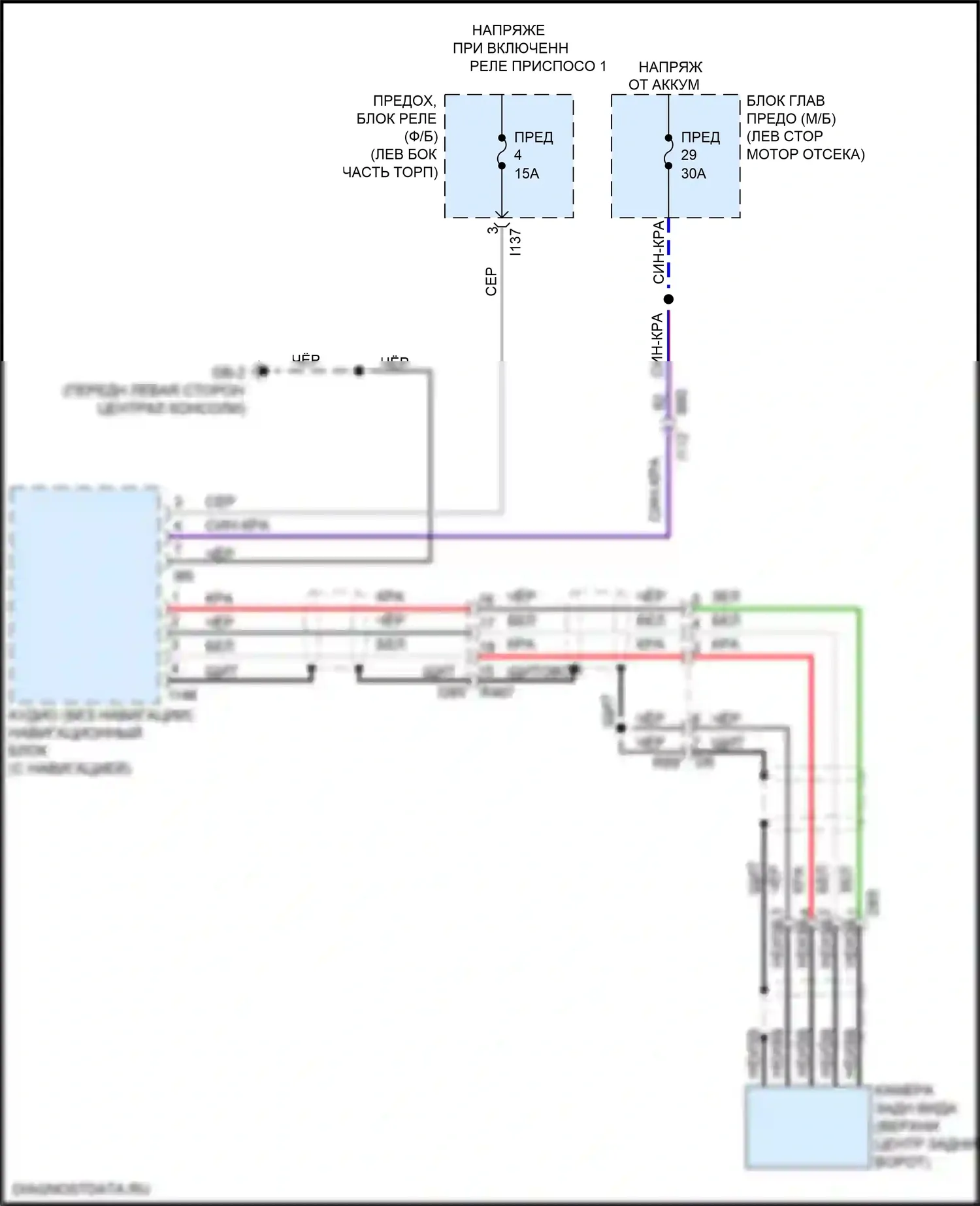 Ascent Subaru I (2017-2022): Электросхема камеры заднего вида 