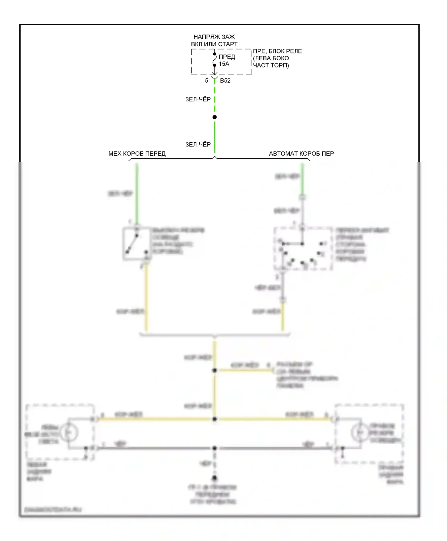 Baja Subaru I (2002-2006): Электросхема фонарей заднего хода 