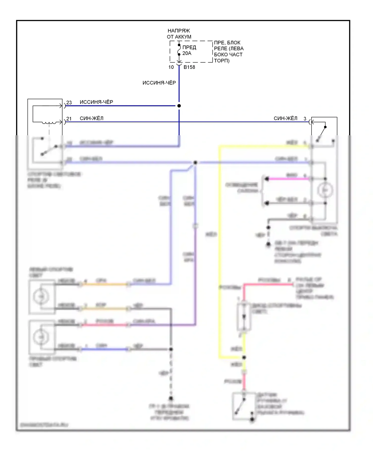 Baja Subaru I (2002-2006): Электросхема спортивной лампы 