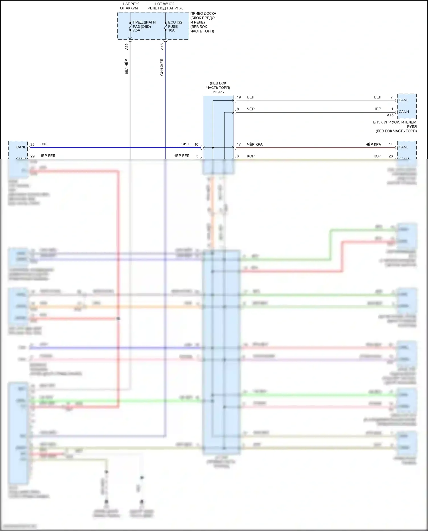 BRZ Subaru ZC рестайлинг (2016-2020): Can шина электросхема 