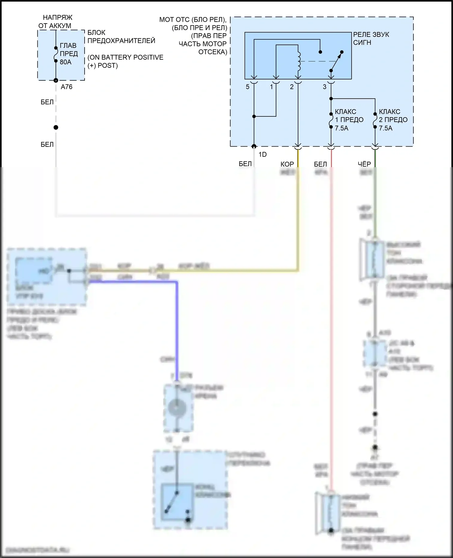 BRZ Subaru ZC рестайлинг (2016-2020): Электросхема клаксона 