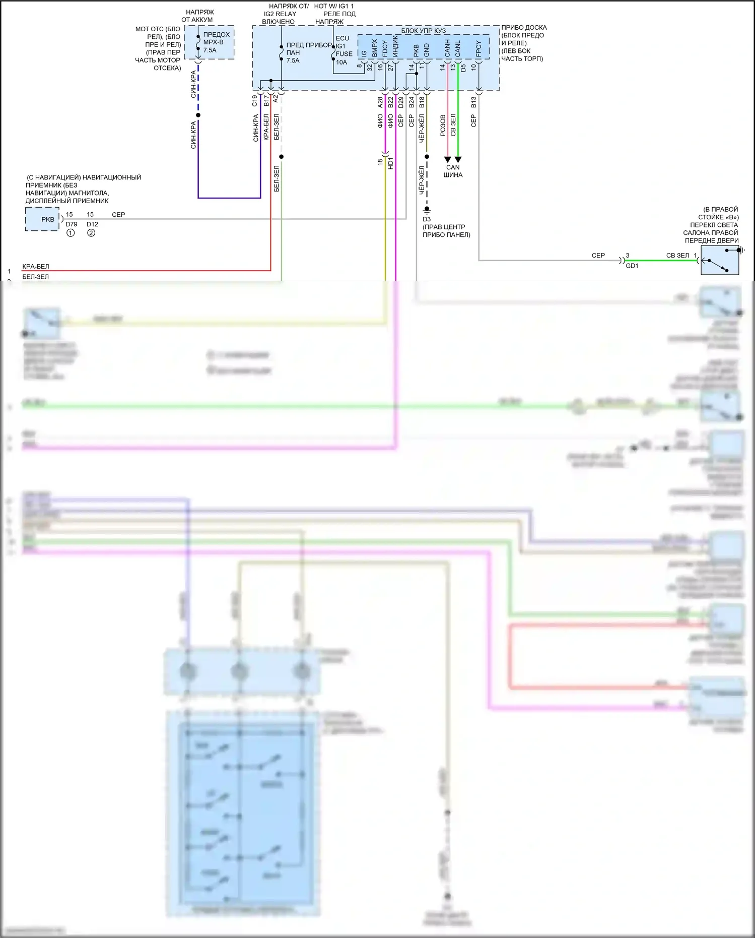 BRZ Subaru ZC рестайлинг (2016-2020): Электросхема приборной панели (2 из 2) 