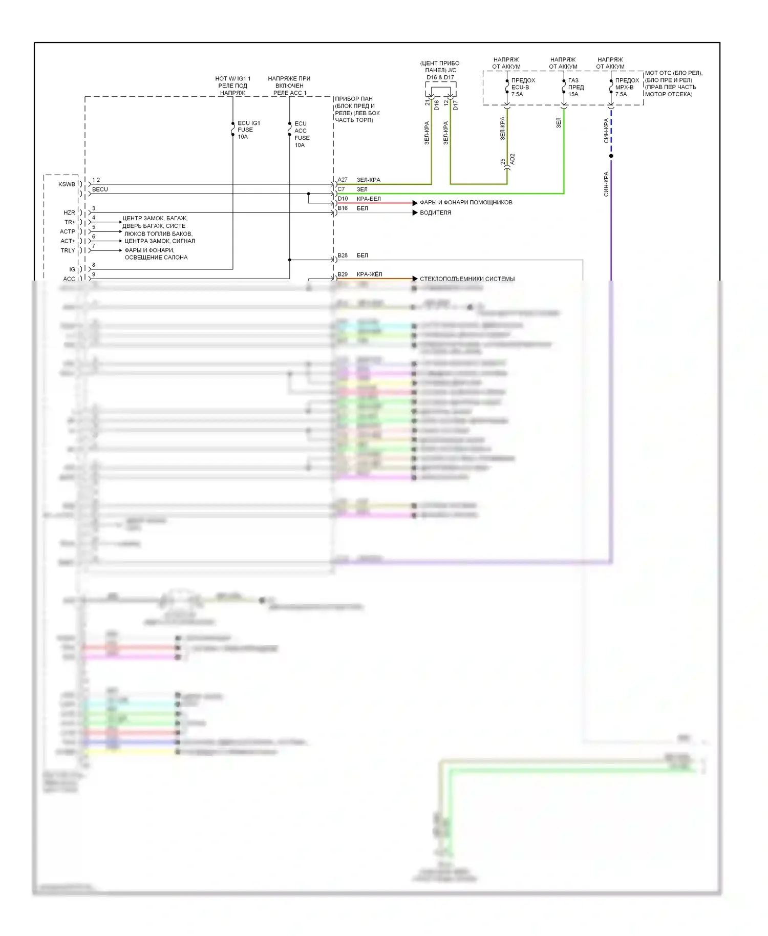 BRZ Subaru ZC (2012-2016): Электросхема блоков управления кузовом (1 из 2) 