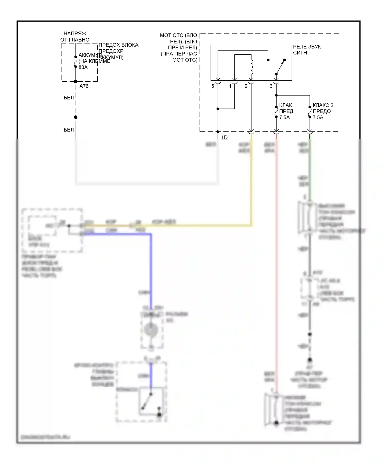 BRZ Subaru ZC (2012-2016): Электросхема клаксона 
