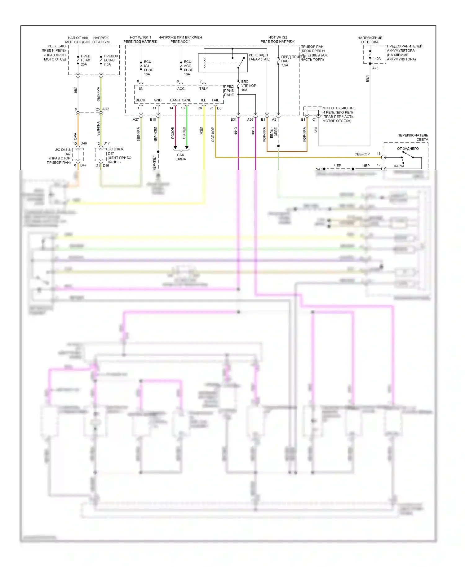 BRZ Subaru ZC (2012-2016): Электросхема подсветки приборной панели 