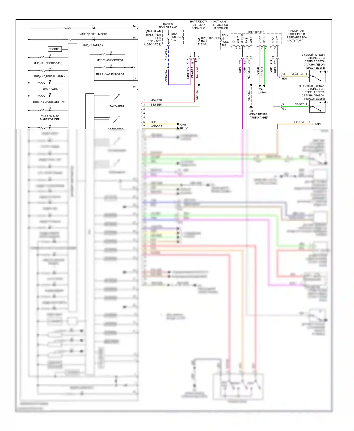 BRZ Subaru ZC (2012-2016): Электросхема приборной панели 