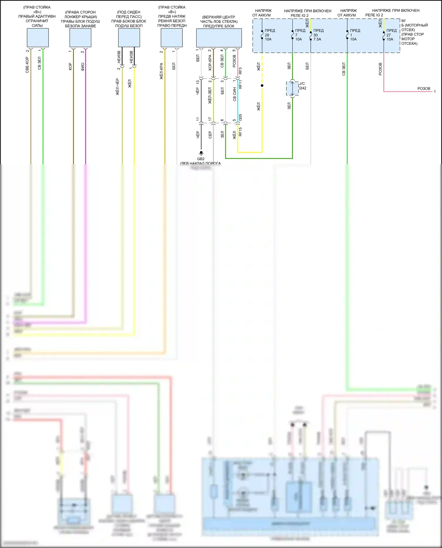 BRZ Subaru ZD8 (2020-2024): Электросхема подушек безопасности (2 из 3) 