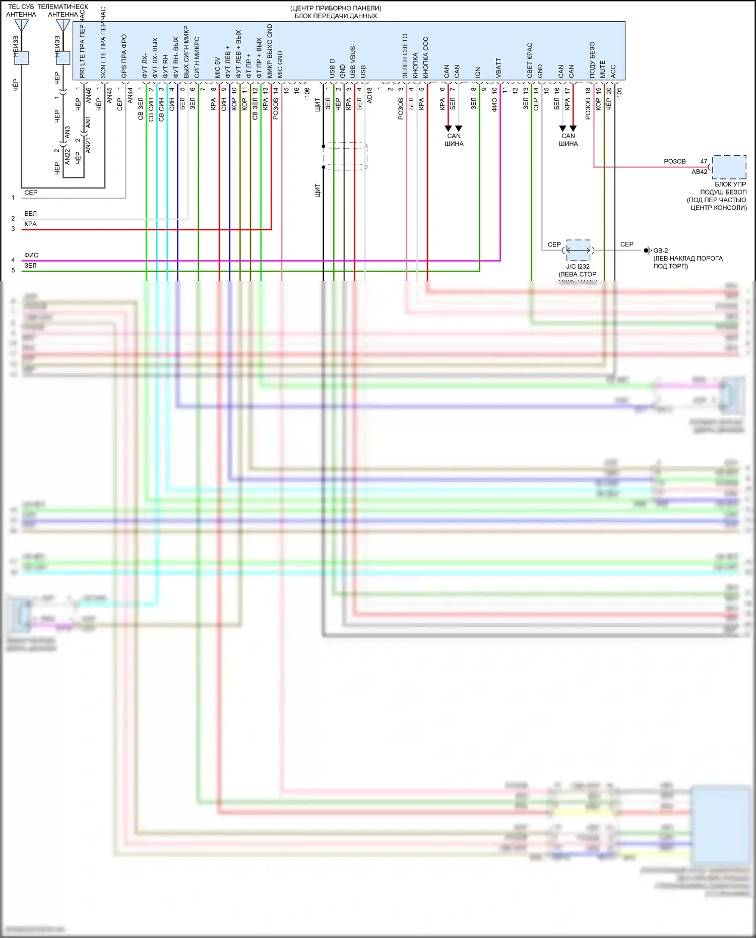 BRZ Subaru ZD8 (2020-2024): Электросхема навигации, с усилителем звука и телематикой (2 из 4) 