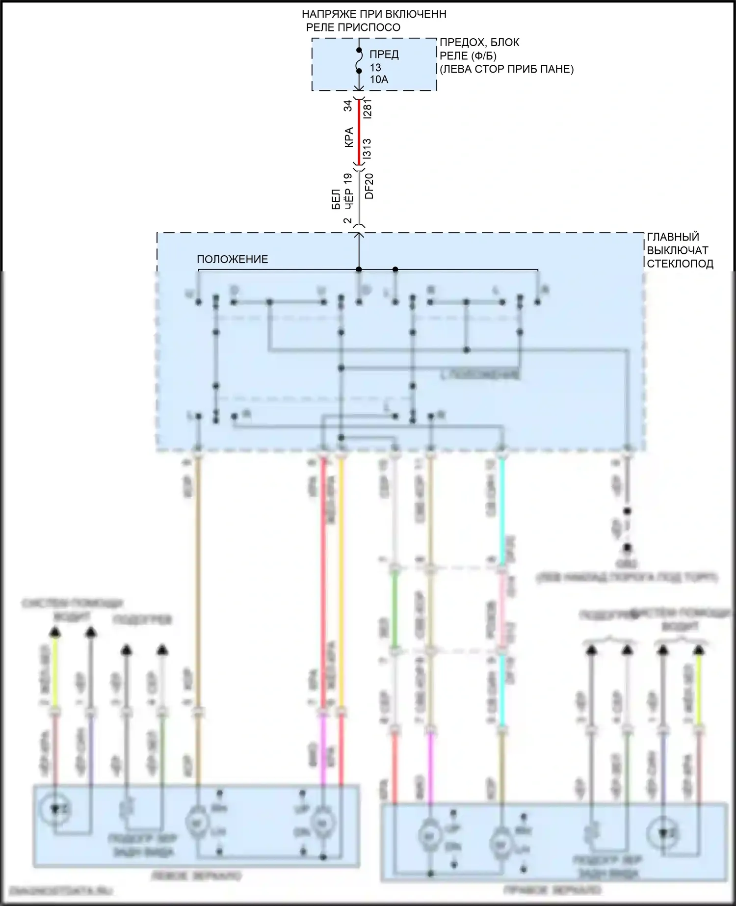 BRZ Subaru ZD8 (2020-2024): Электросхема силового зеркала 