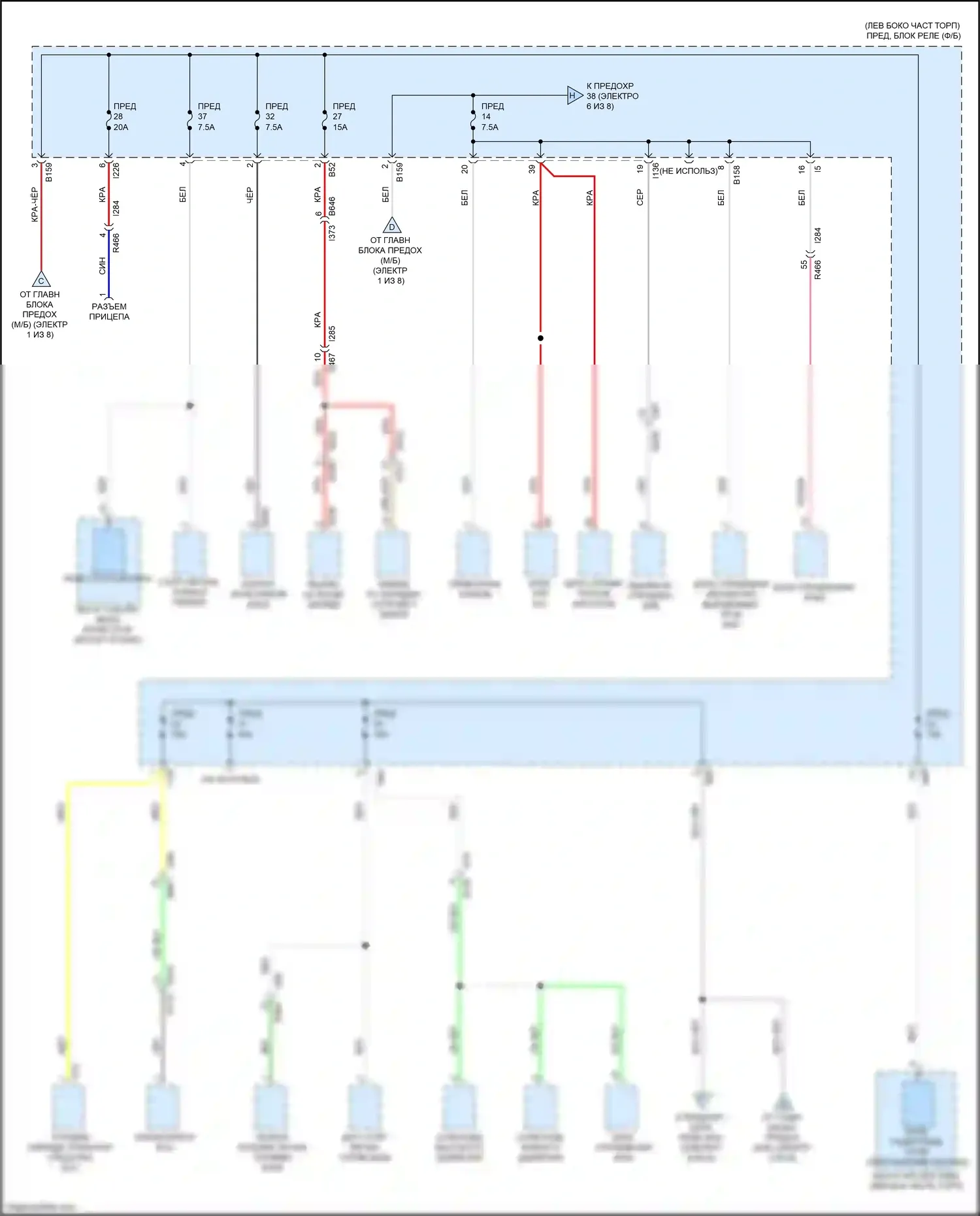 Crosstrek Subaru GT рестайлинг (2020-2022): Электросхема блока предохранителей реле, гибридного (4 из 8) 