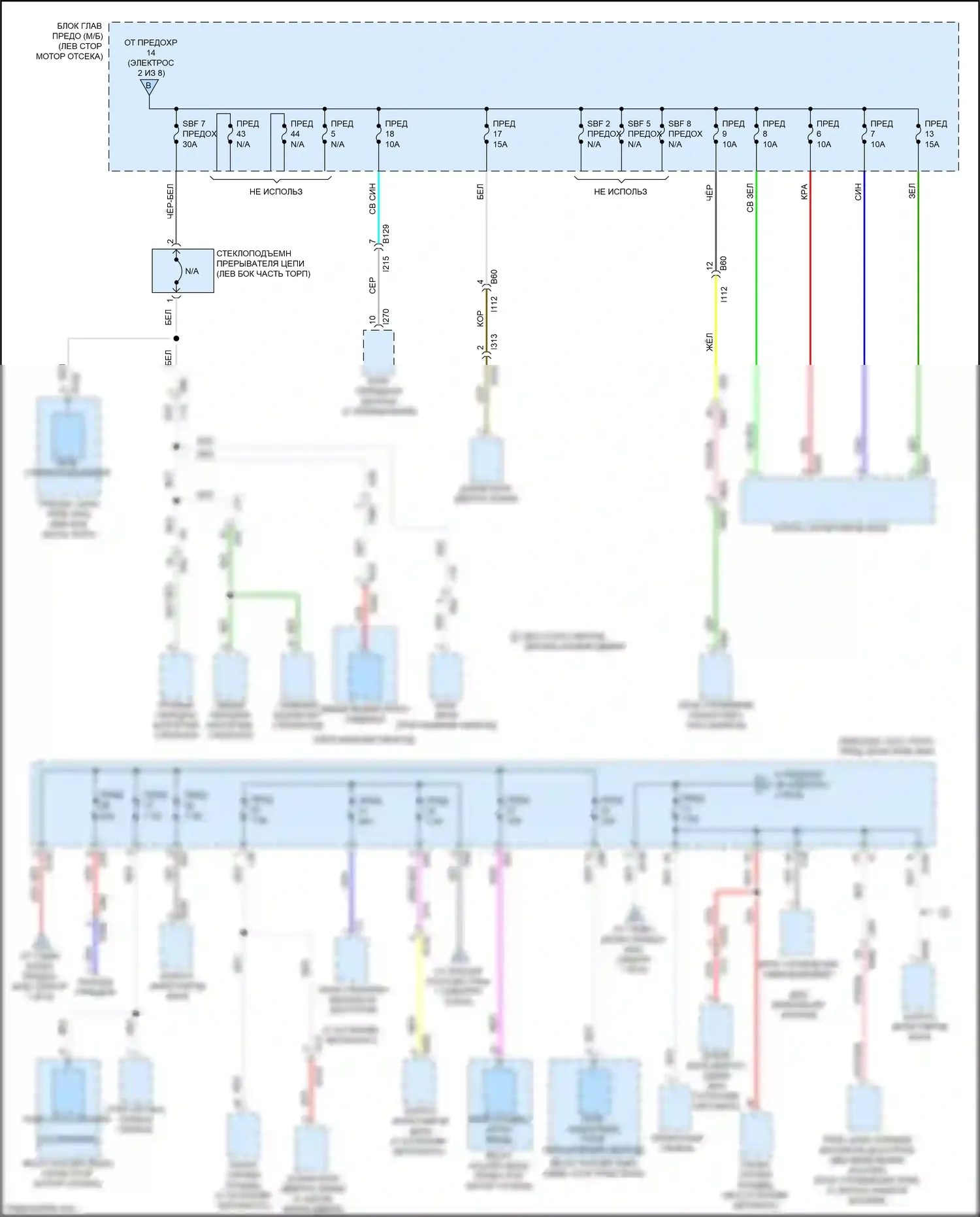 Crosstrek Subaru GT рестайлинг (2020-2022): Электросхема блока предохранителей реле, кроме гибридного (3 из 8) 