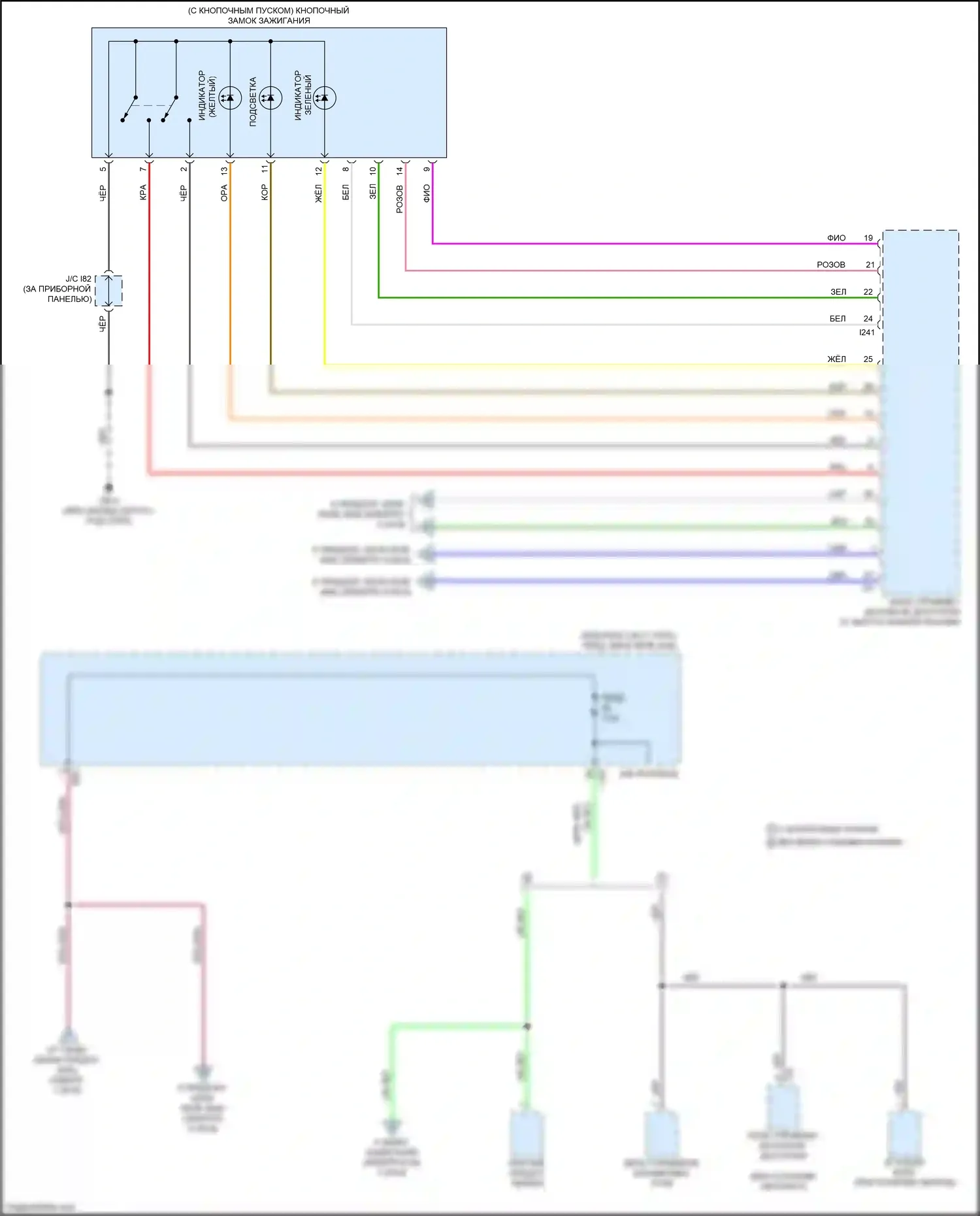 Crosstrek Subaru GT рестайлинг (2020-2022): Электросхема блока предохранителей реле, кроме гибридного (7 из 8) 