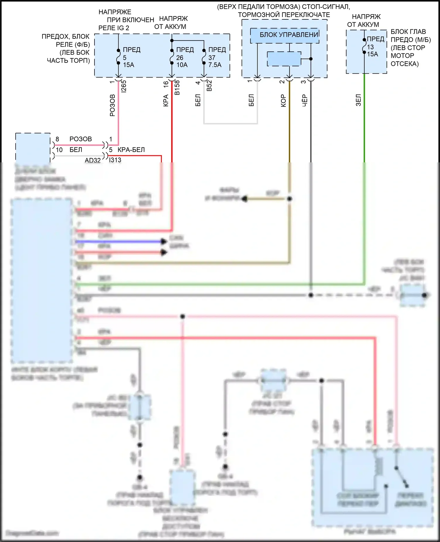 Crosstrek Subaru GT рестайлинг (2020-2022): Электросхема блокировки селектора, гибридная 