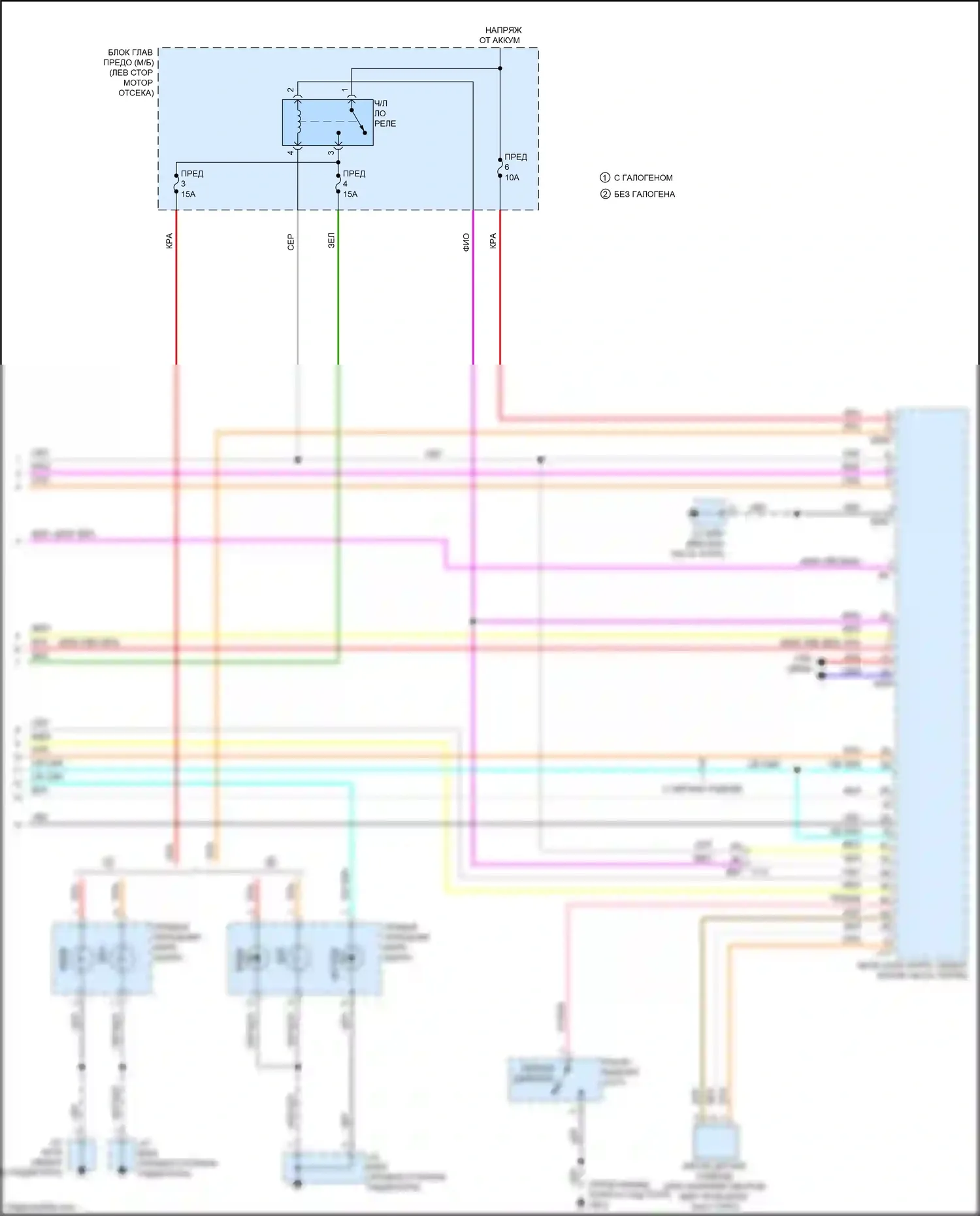 Crosstrek Subaru GT рестайлинг (2020-2022): Электросхема фар, кроме гибридной (3 из 3) 