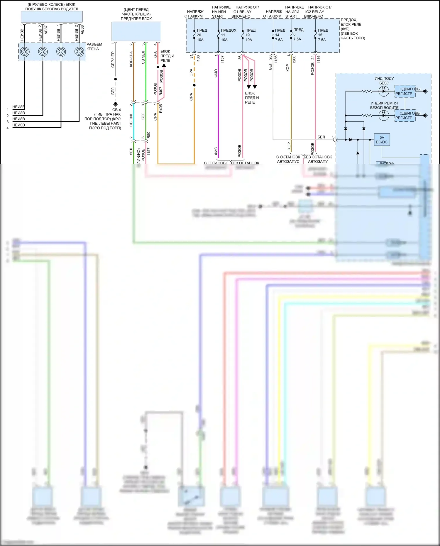 Crosstrek Subaru GT рестайлинг (2020-2022): Электросхема подушек безопасности (2 из 3) 