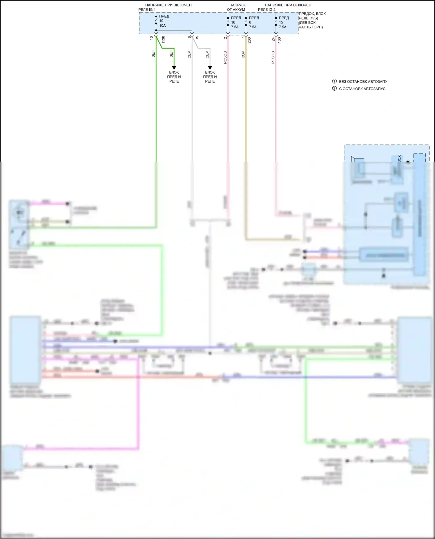Crosstrek Subaru GT рестайлинг (2020-2022): Электросхема системы обнаружения заднего транспортного средства 