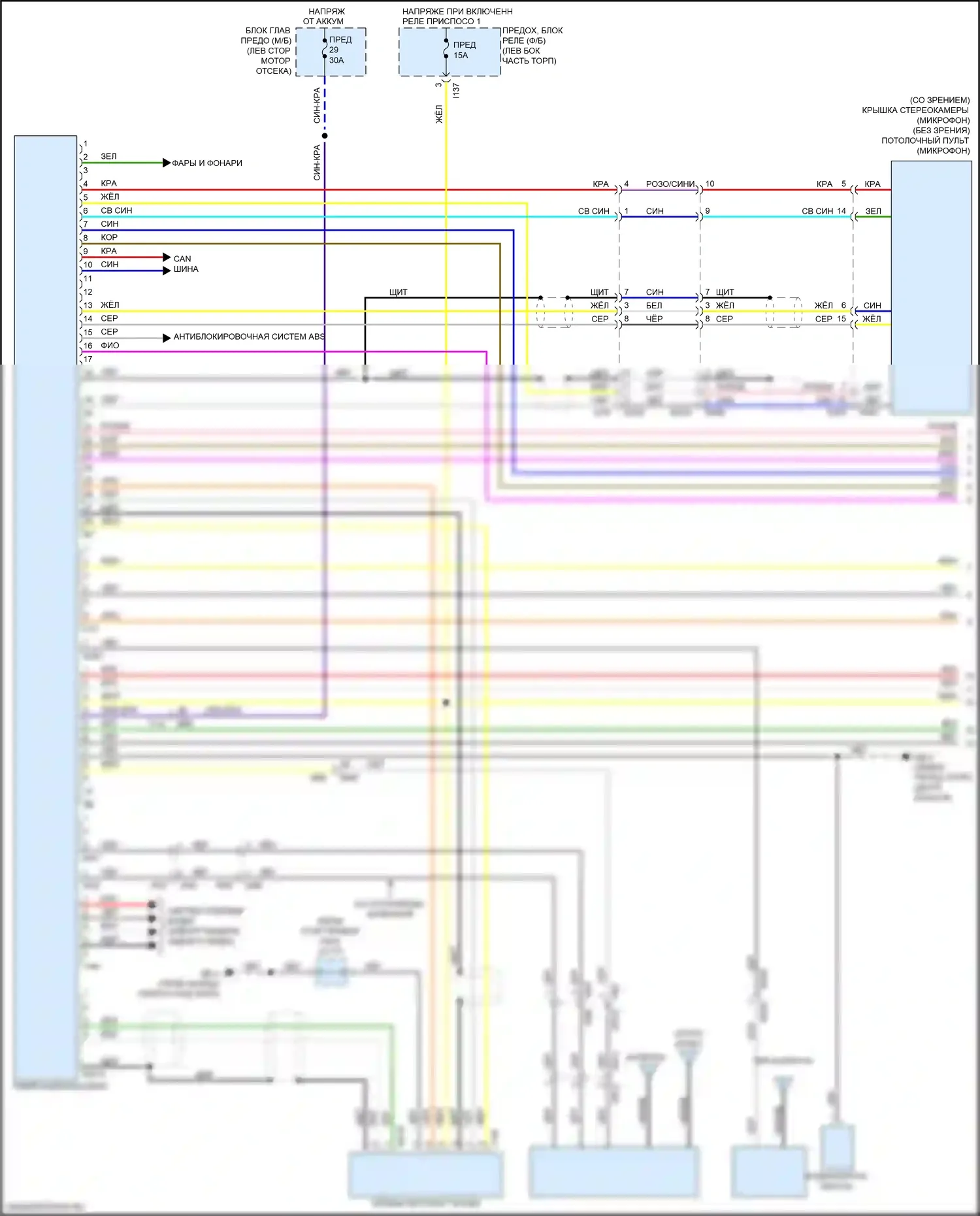 Crosstrek Subaru GT (2017-2020): Электросхема магнитолы, с усилителем звука, без телематики (1 из 3) 
