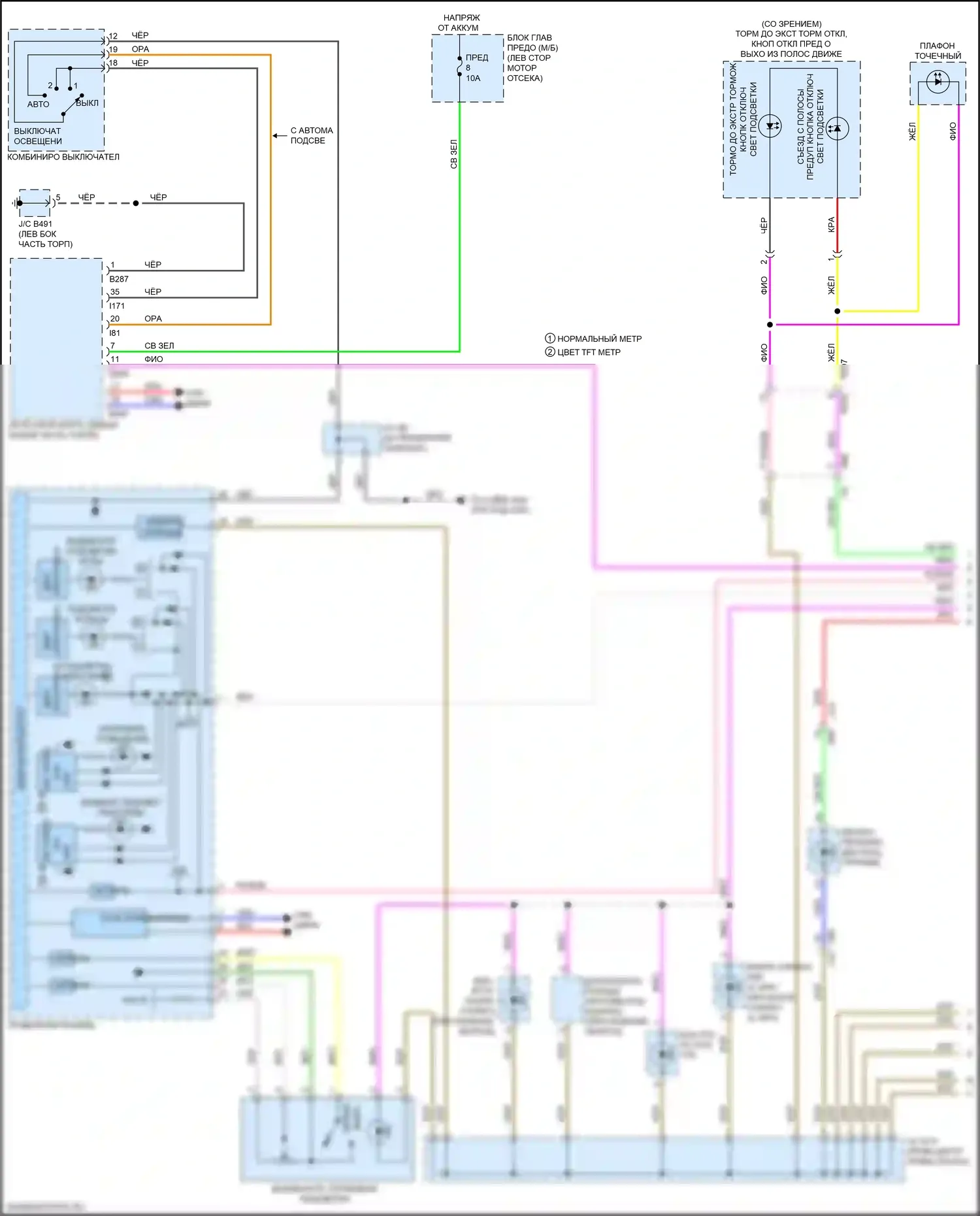 Crosstrek Subaru GT (2017-2020): Электросхема подсветки приборной панели (1 из 2) 