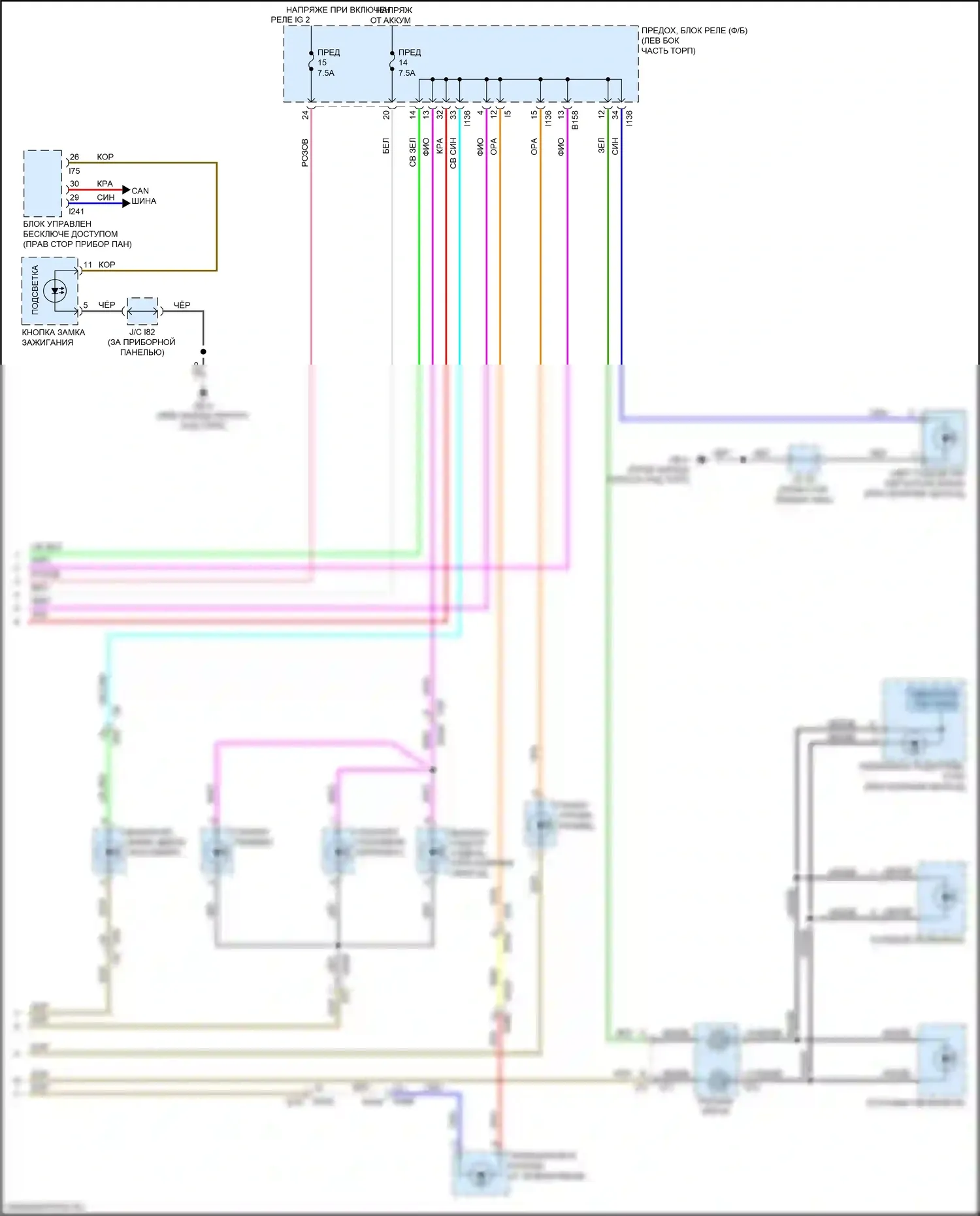 Crosstrek Subaru GT (2017-2020): Электросхема подсветки приборной панели (2 из 2) 