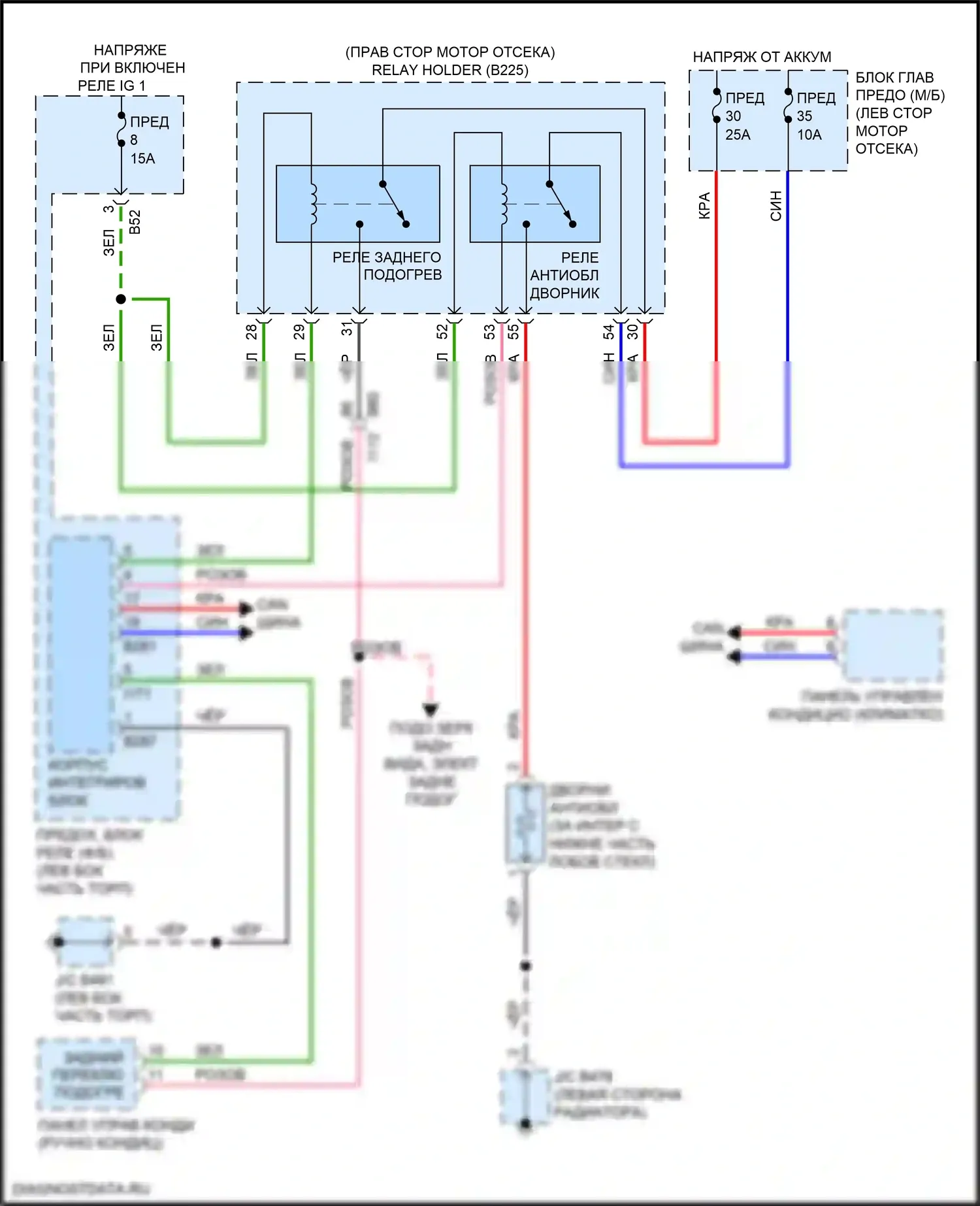 Crosstrek Subaru GT (2017-2020): Электросхема антиобледенителя дворника 