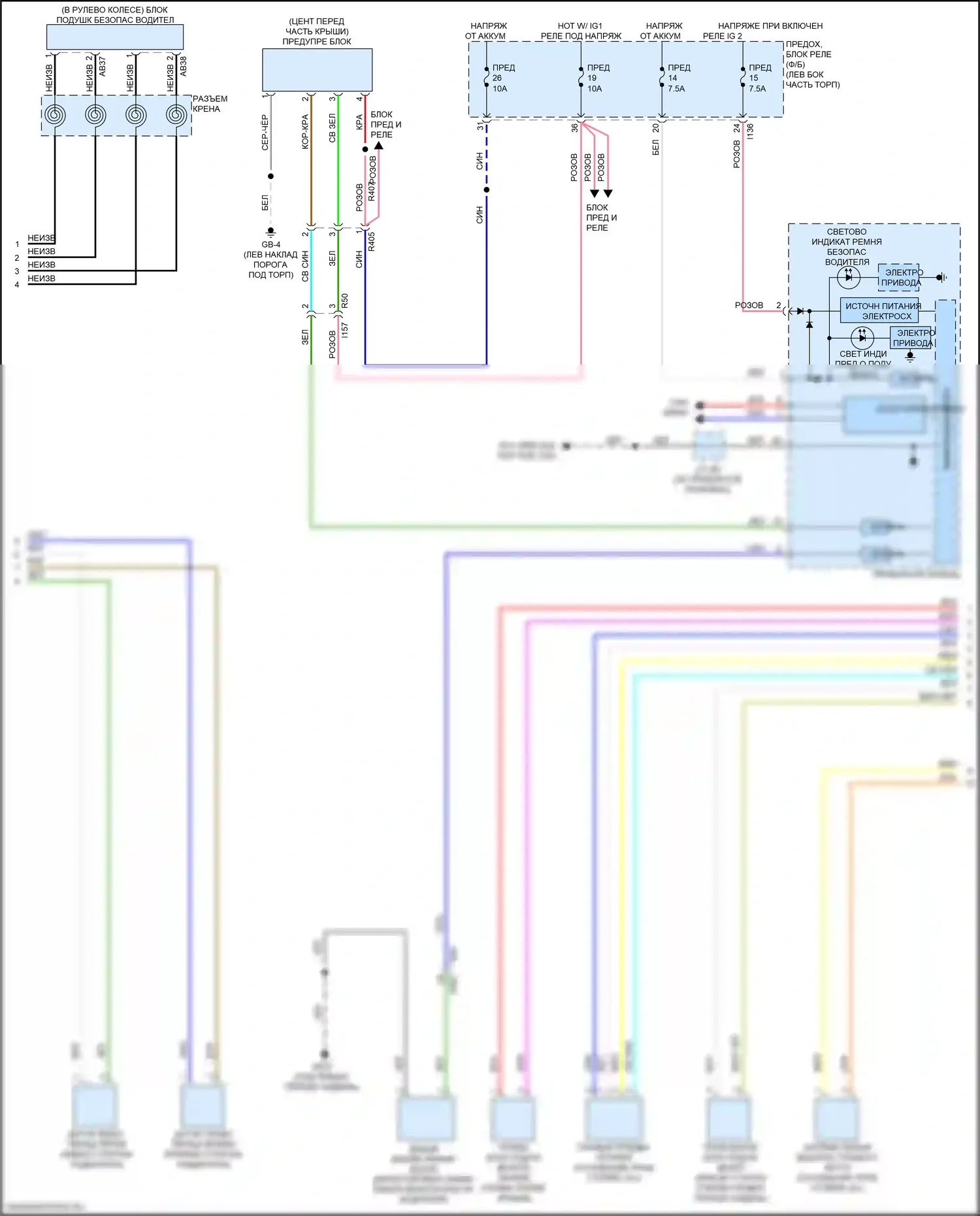 Crosstrek Subaru GT (2017-2020): Электросхема подушек безопасности (2 из 3) 