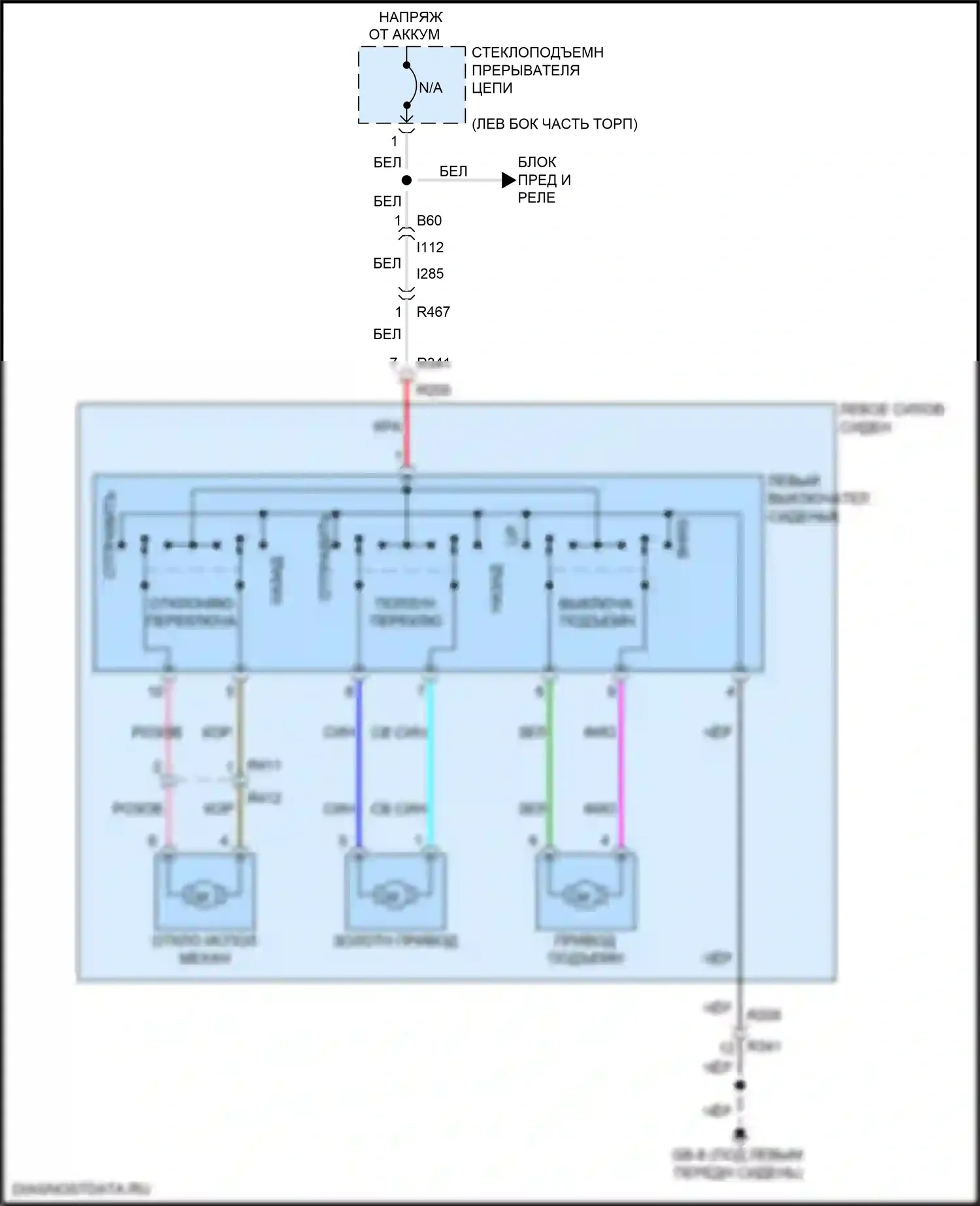 Crosstrek Subaru GT (2017-2020): Электросхема силового сиденья 