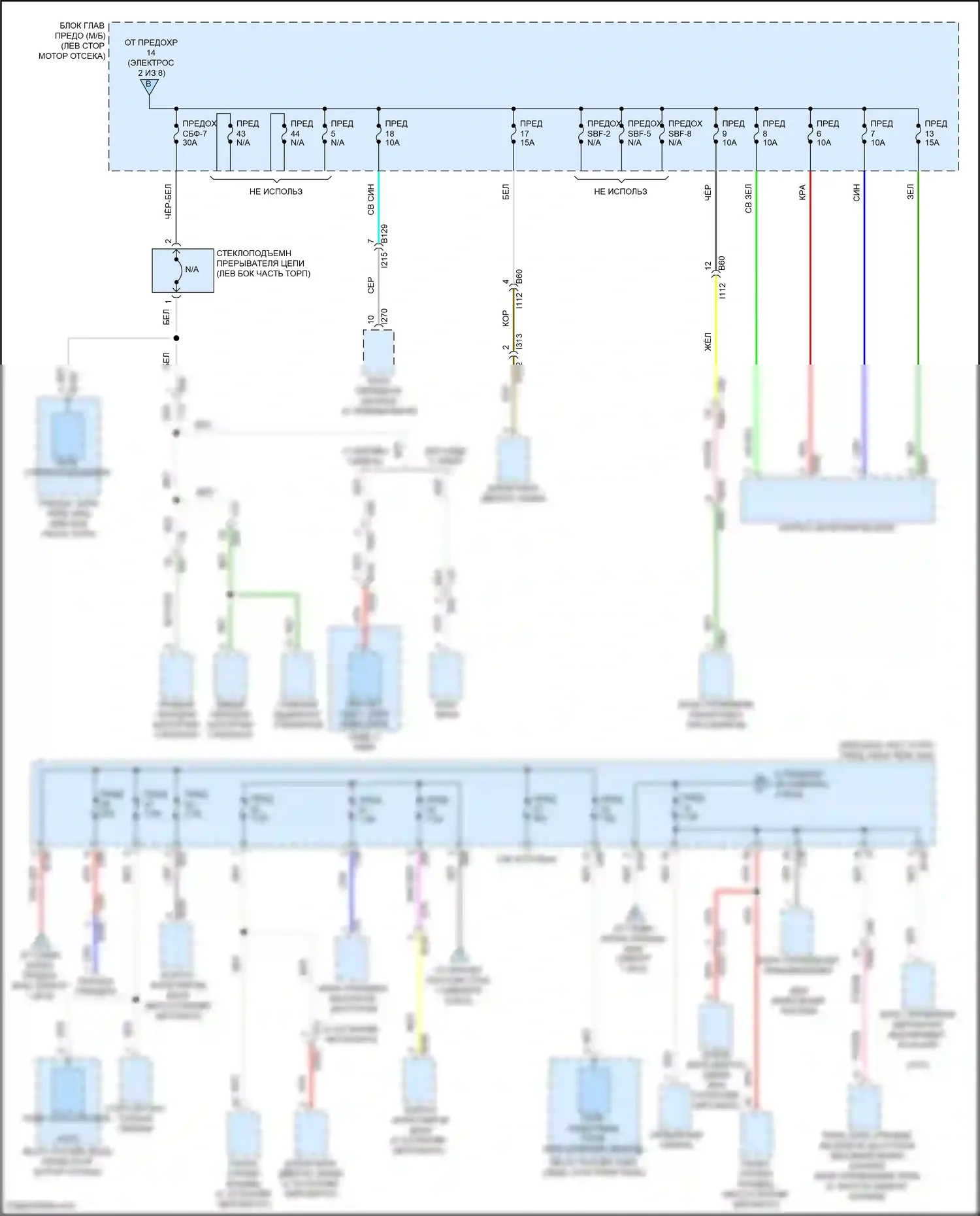 Crosstrek Subaru GU (2022-2024): Электросхема блока предохранителей реле, кроме гибридного (3 из 8) 
