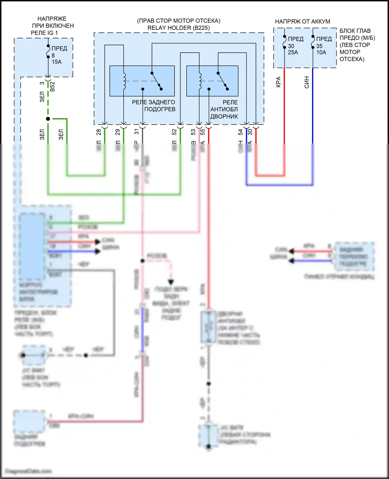 Crosstrek Subaru GU (2022-2024): Электросхема антиобледенителя дворника, кроме гибридного 