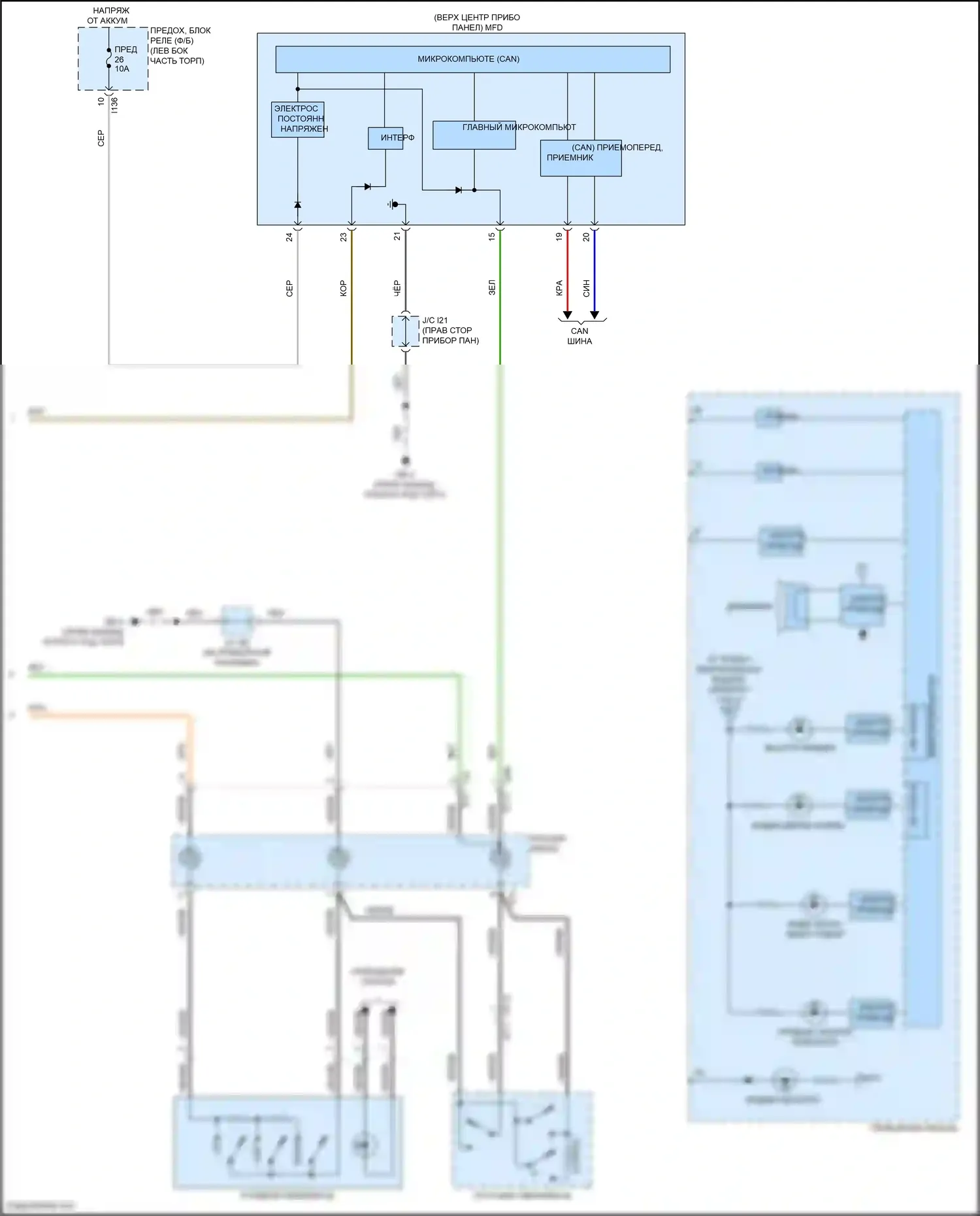 Crosstrek Subaru GU (2022-2024): Электросхема приборной панели, гибридный tft метр (3 из 3) 
