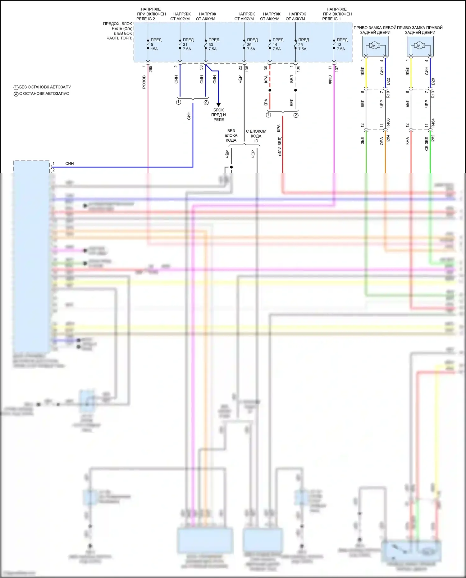 Crosstrek Subaru GU (2022-2024): Электросхема центрального замка, за исключением гибридного с системой бесключевого доступа (1 из 5) 