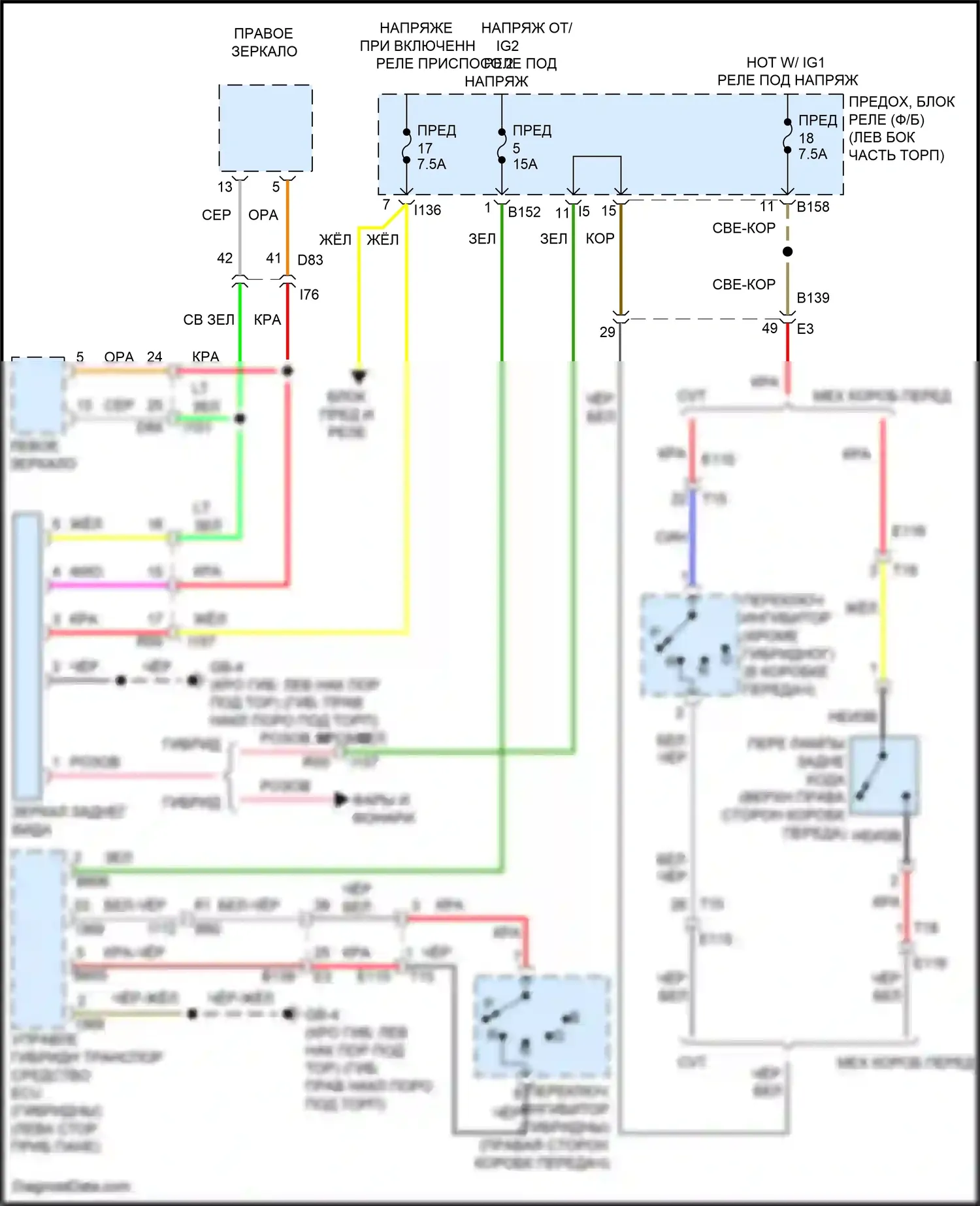 Crosstrek Subaru GU (2022-2024): Электросхема автоматического дневного/ночного зеркала 
