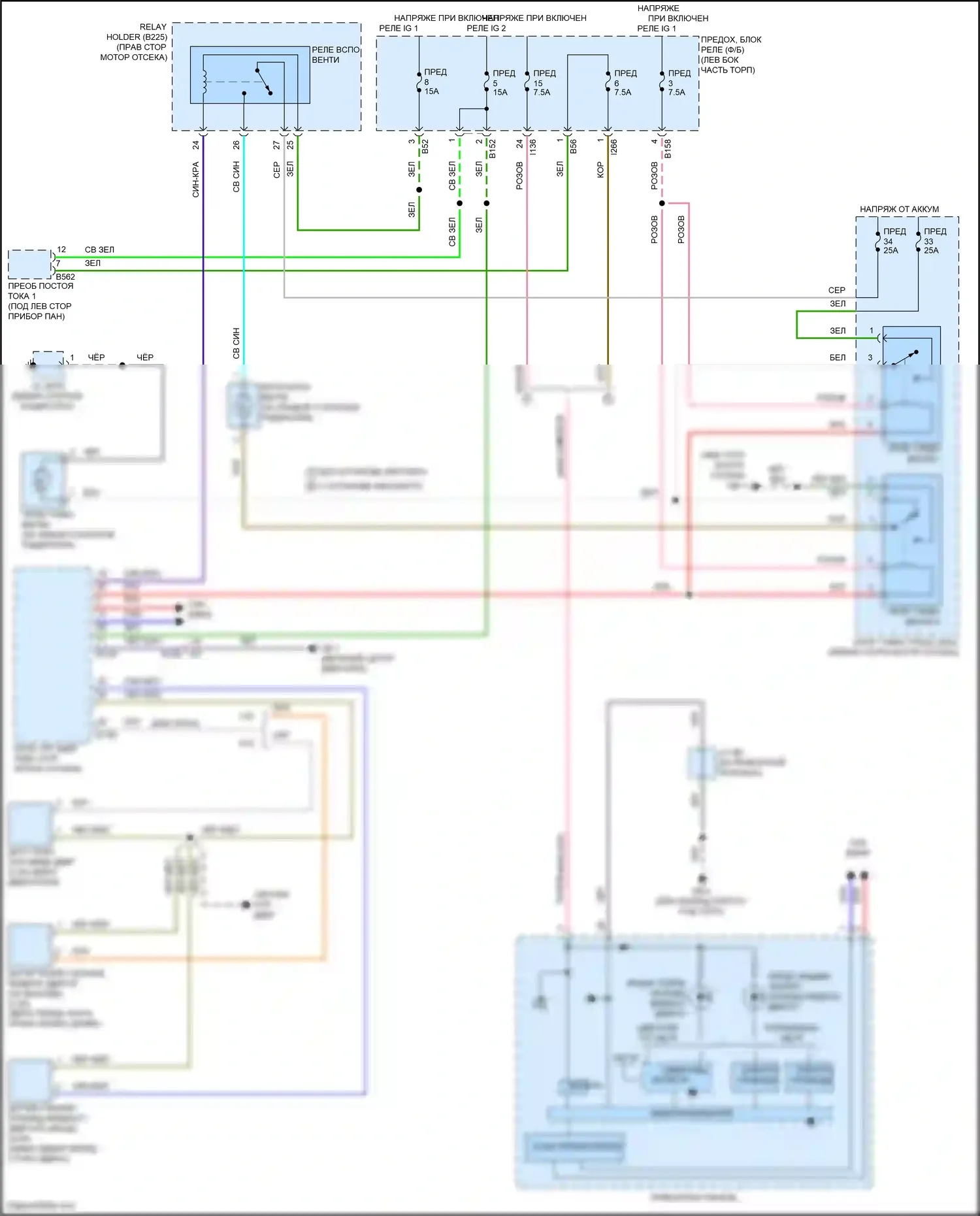 Crosstrek Subaru GU (2022-2024): Электросхема вентилятора охлаждения, кроме гибридного 