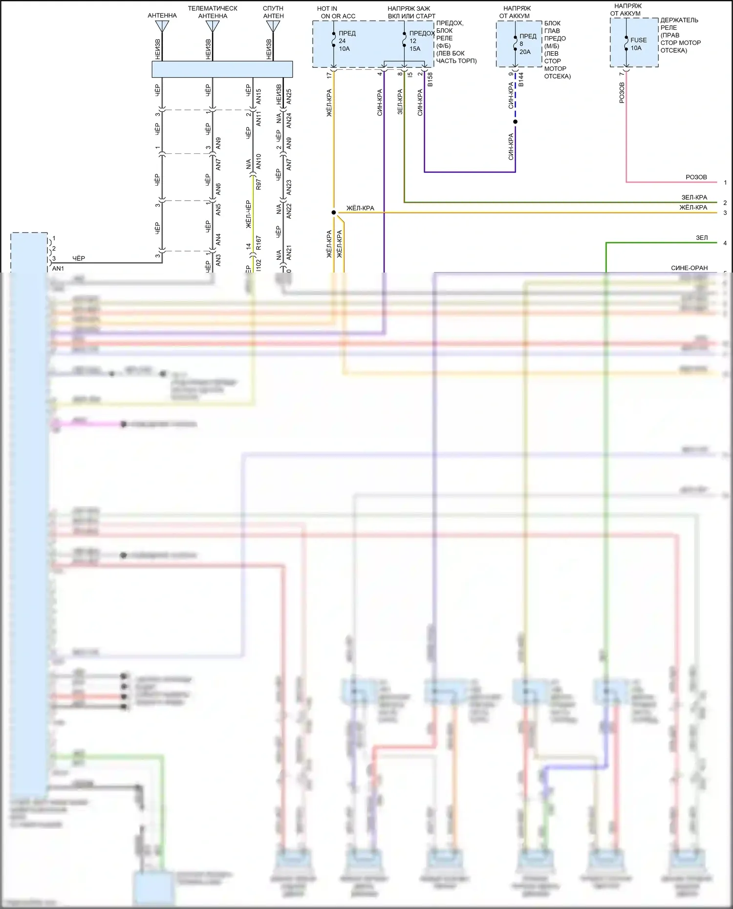 Crosstrek Subaru I рестайлинг (2015-2017): Электросхема магнитолы, за исключением гибридной с телематикой (1 из 3) 
