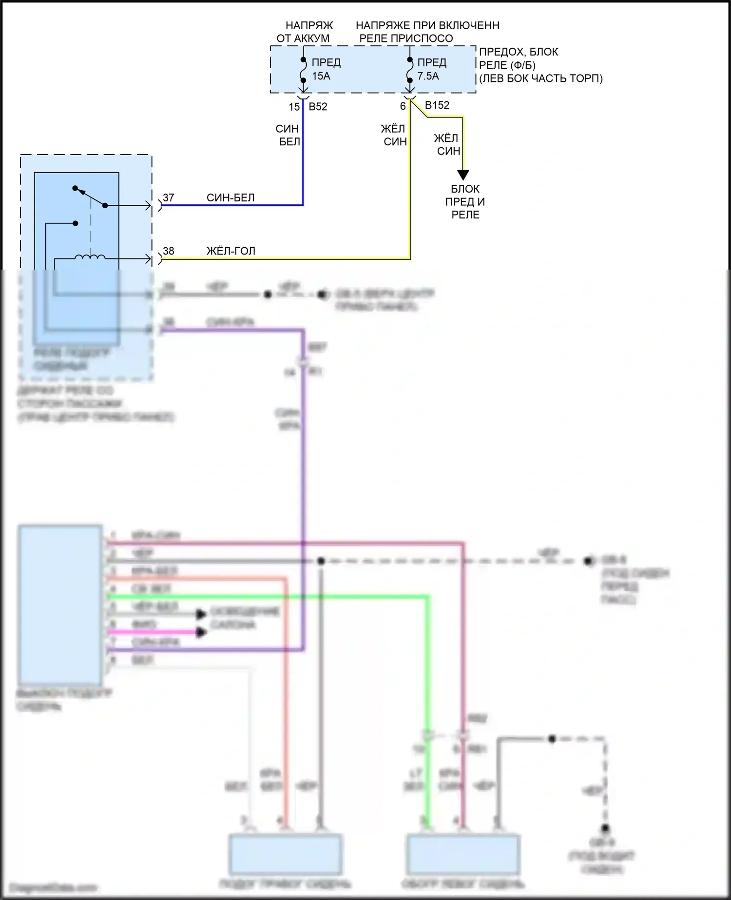 Crosstrek Subaru I рестайлинг (2015-2017): Электросхема сидений 