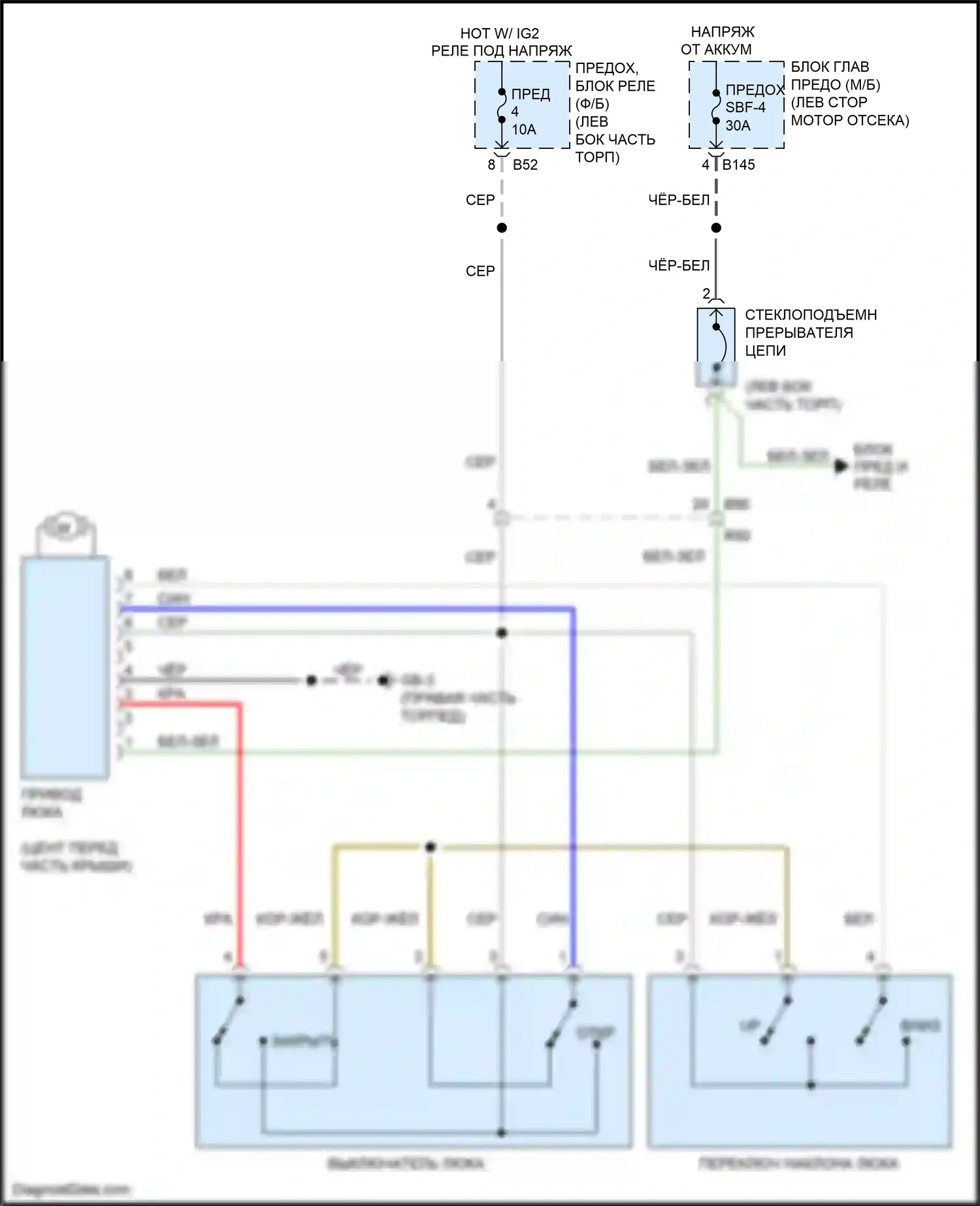 Crosstrek Subaru I рестайлинг (2015-2017): Электросхема складной крыши/люка, с hev 