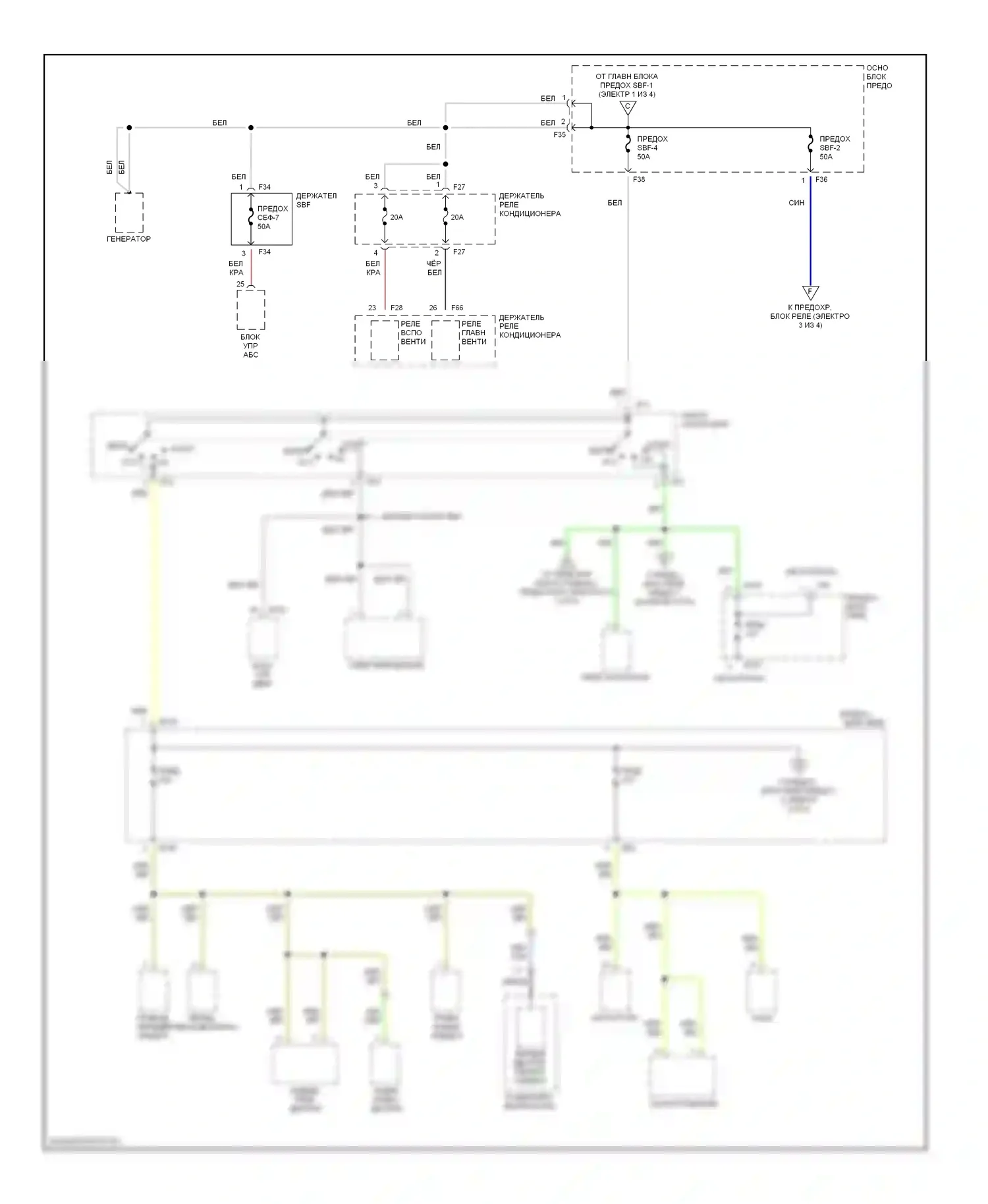 Forester Subaru SF рестайлинг (2000-2002): Электросхема блока предохранителей реле (2 из 4) 
