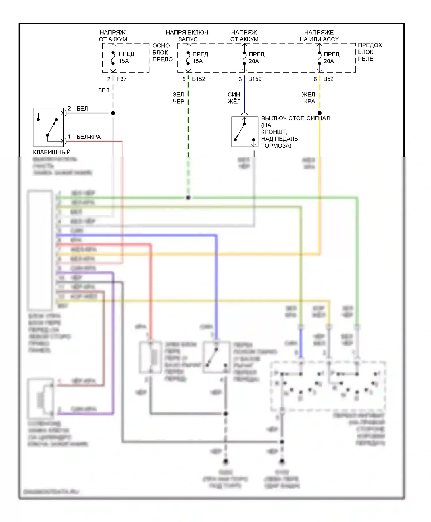 Forester Subaru SF рестайлинг (2000-2002): Электросхема блокировки селектора 