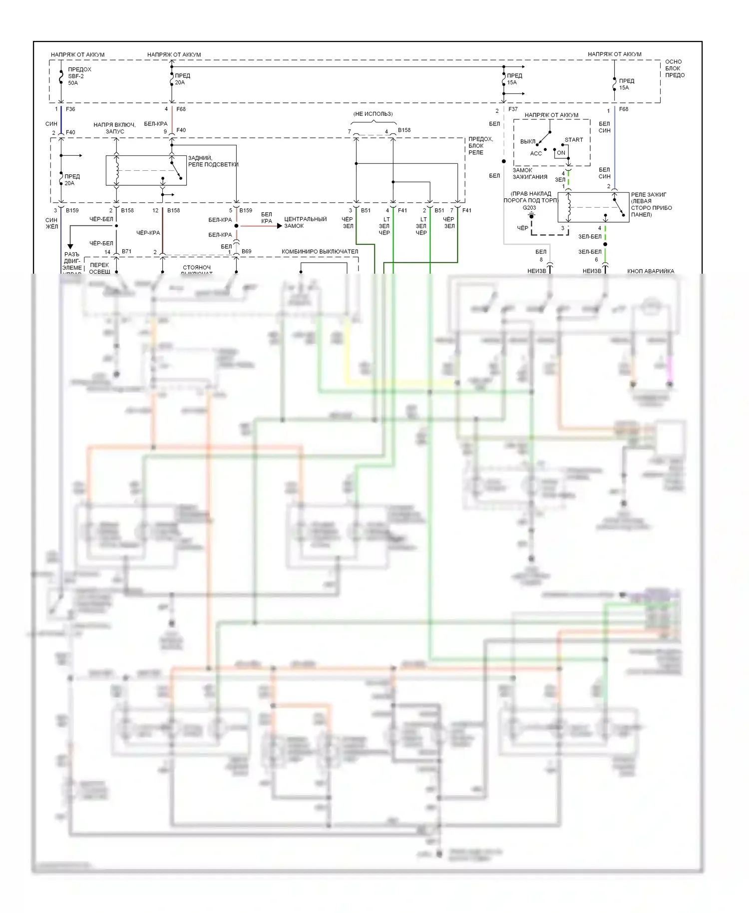 Forester Subaru SF рестайлинг (2000-2002): Электросхема фар и фонарей 