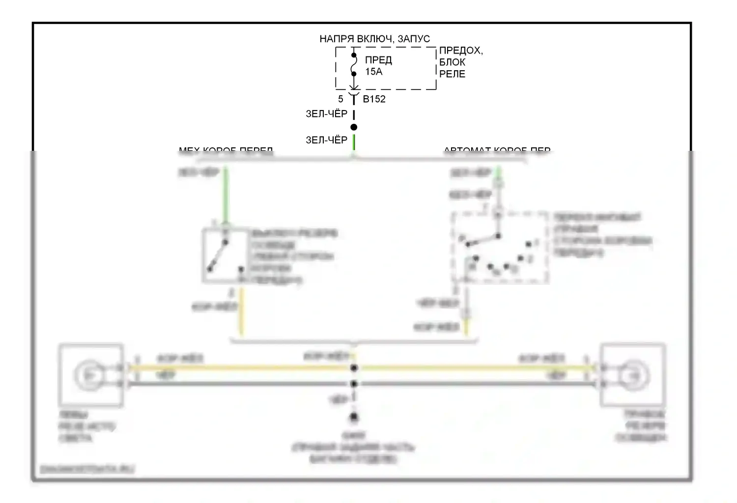 Forester Subaru SF рестайлинг (2000-2002): Электросхема фонарей заднего хода 