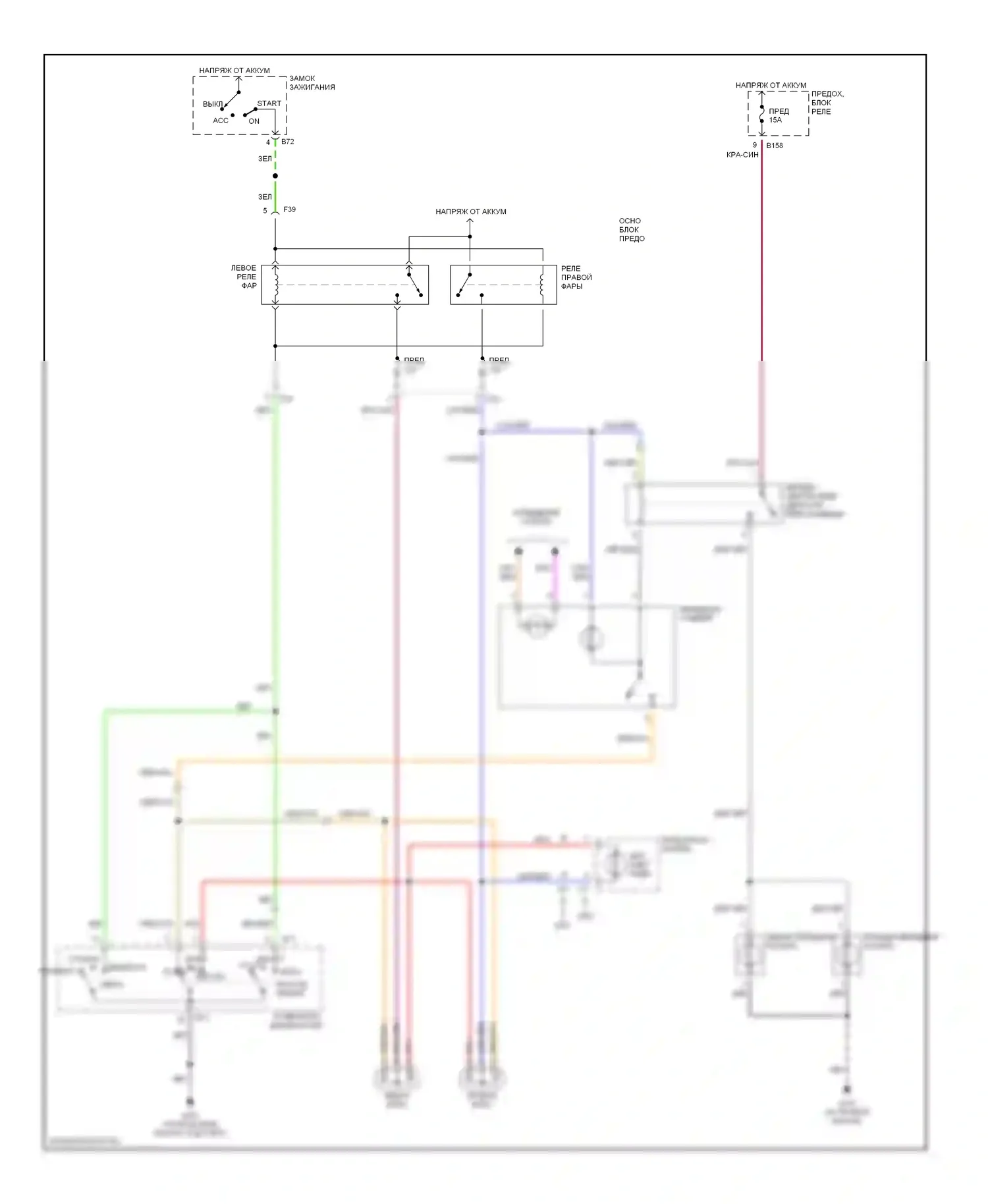 Forester Subaru SF рестайлинг (2000-2002): Электросхема фар, без дрели 