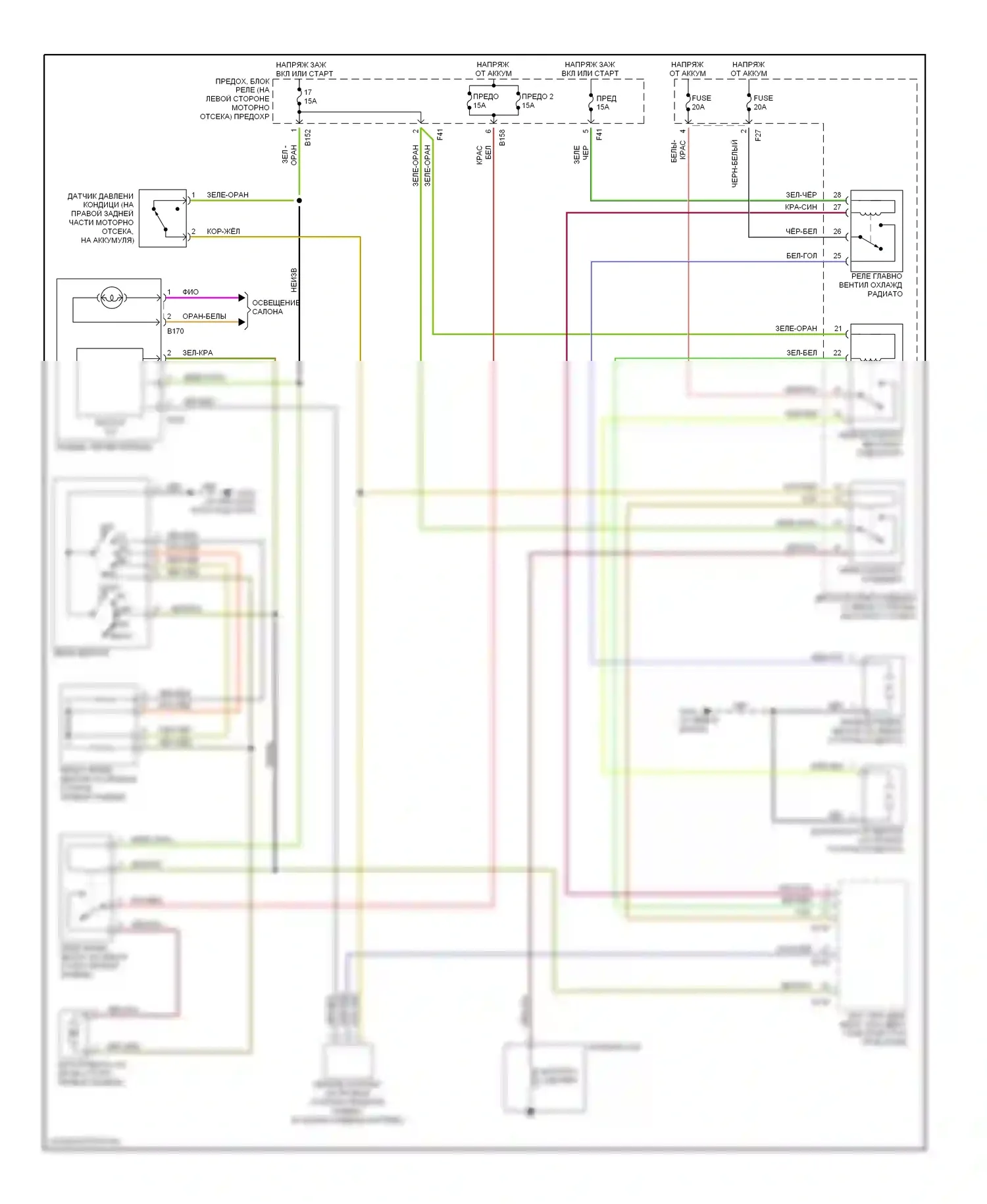 Forester Subaru SF рестайлинг (2000-2002): Электросхема ручного кондиционера 