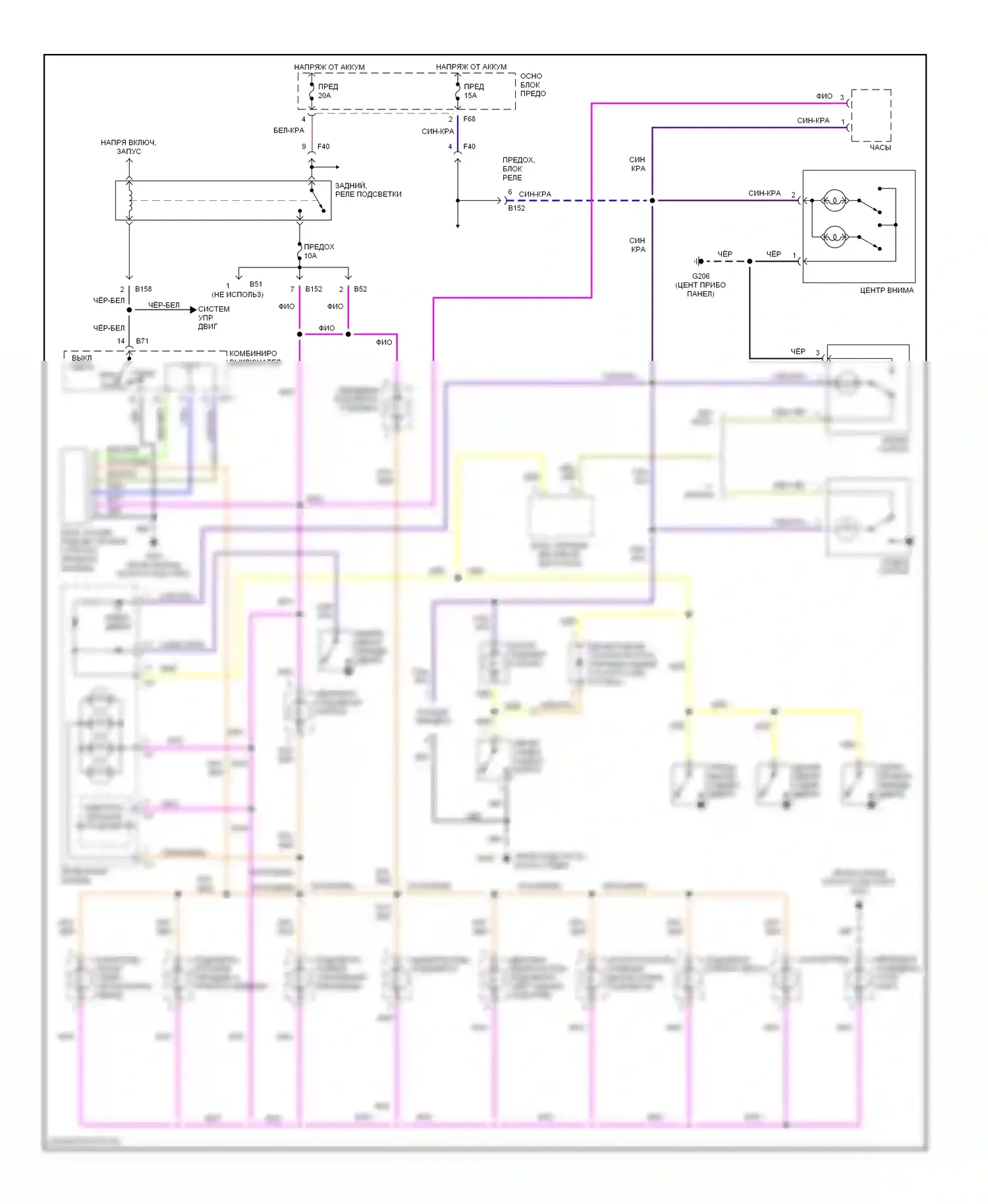 Forester Subaru SF рестайлинг (2000-2002): Электросхема внутреннего освещения 